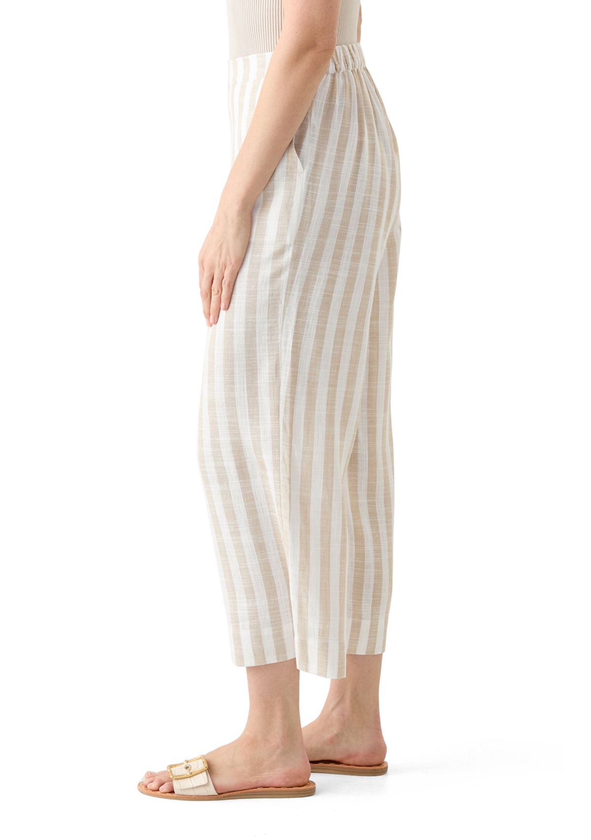 Womens Pull On Linen Crop Pants