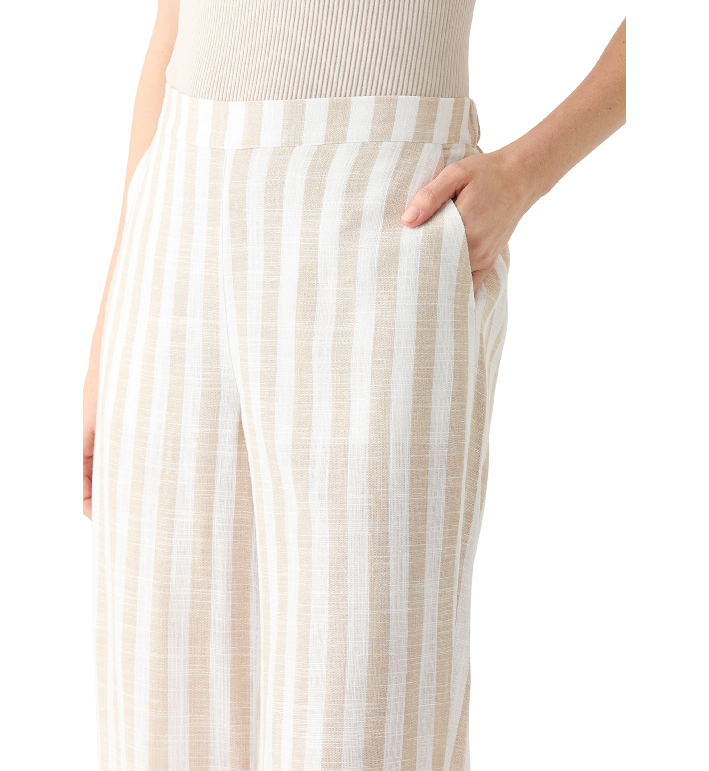 Womens Pull On Linen Crop Pants