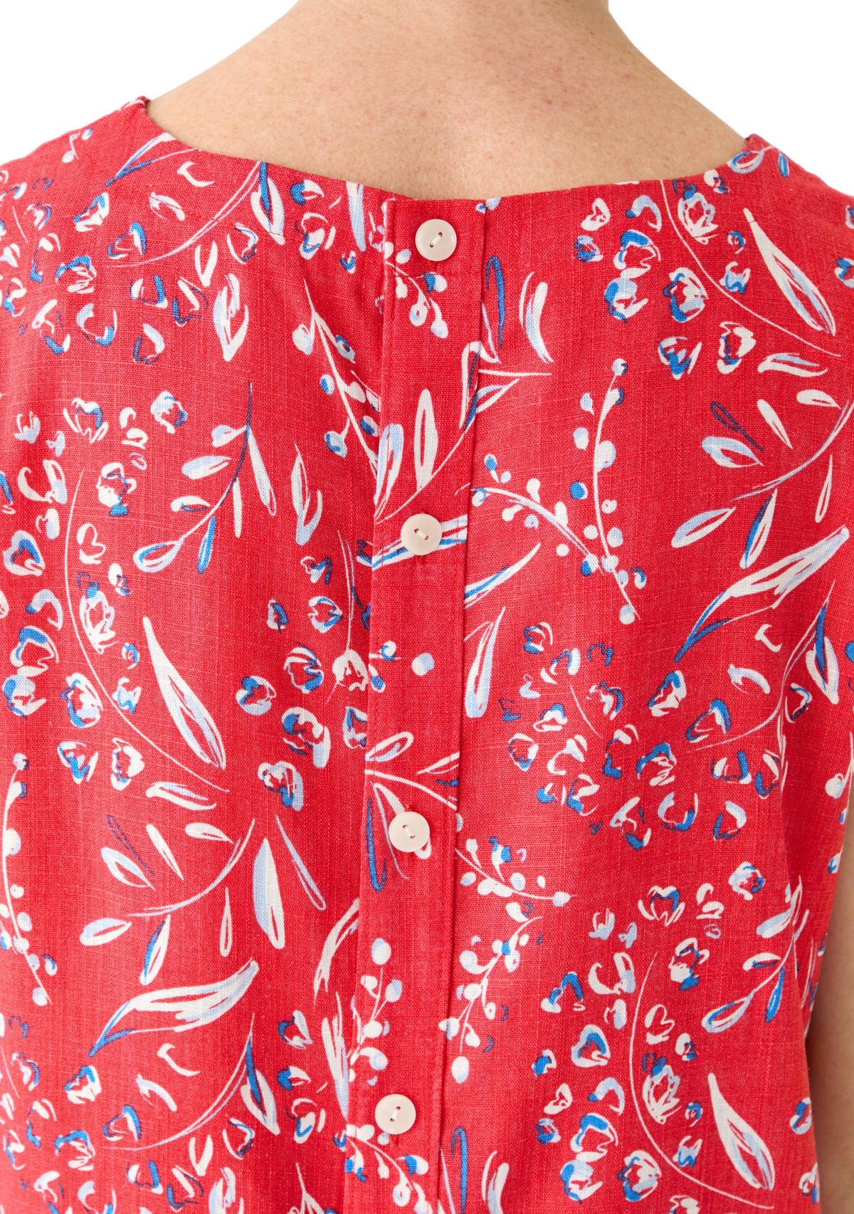 Womens Button Back Cropped Printed Blouse