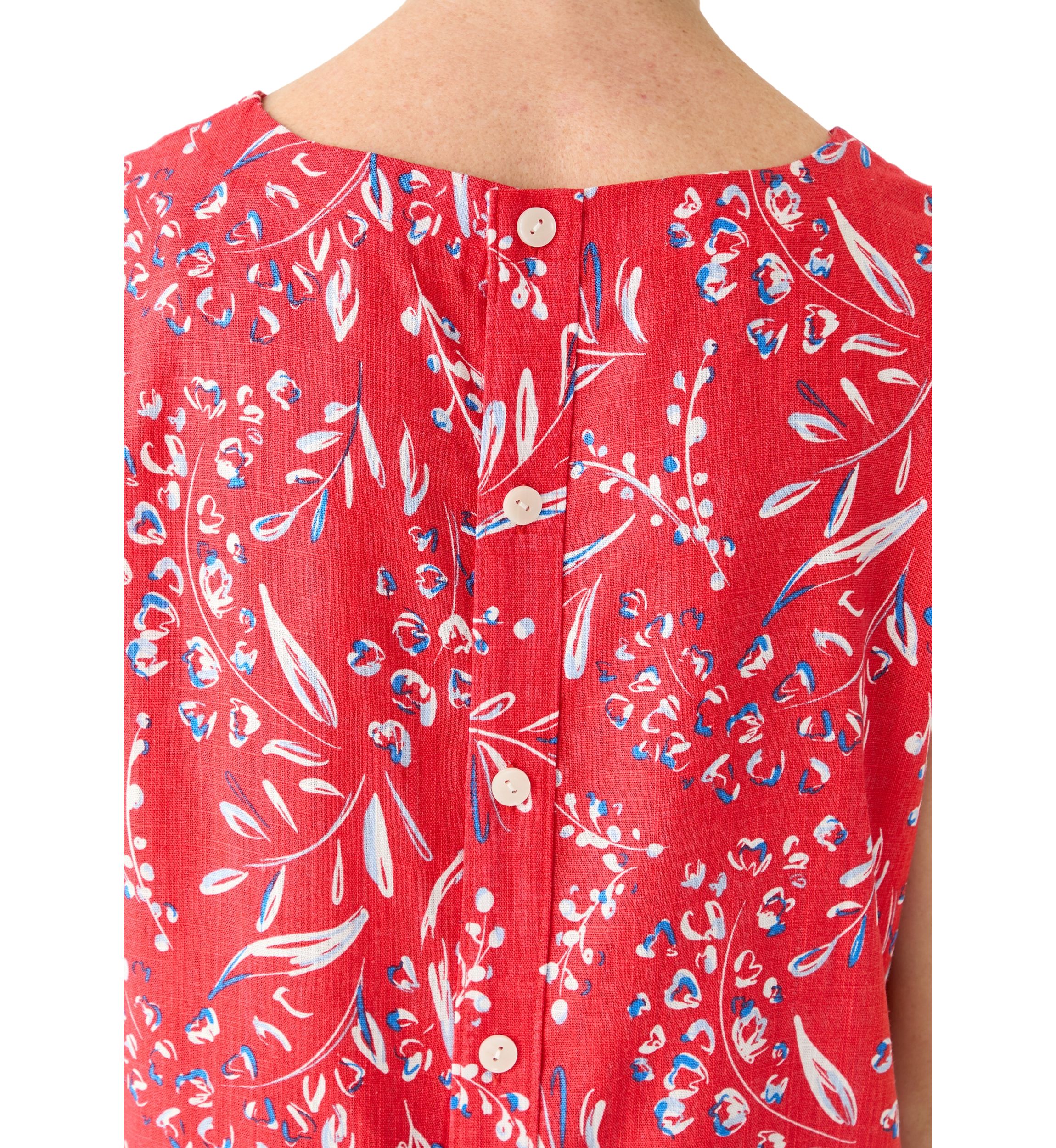 Womens Button Back Cropped Printed Blouse