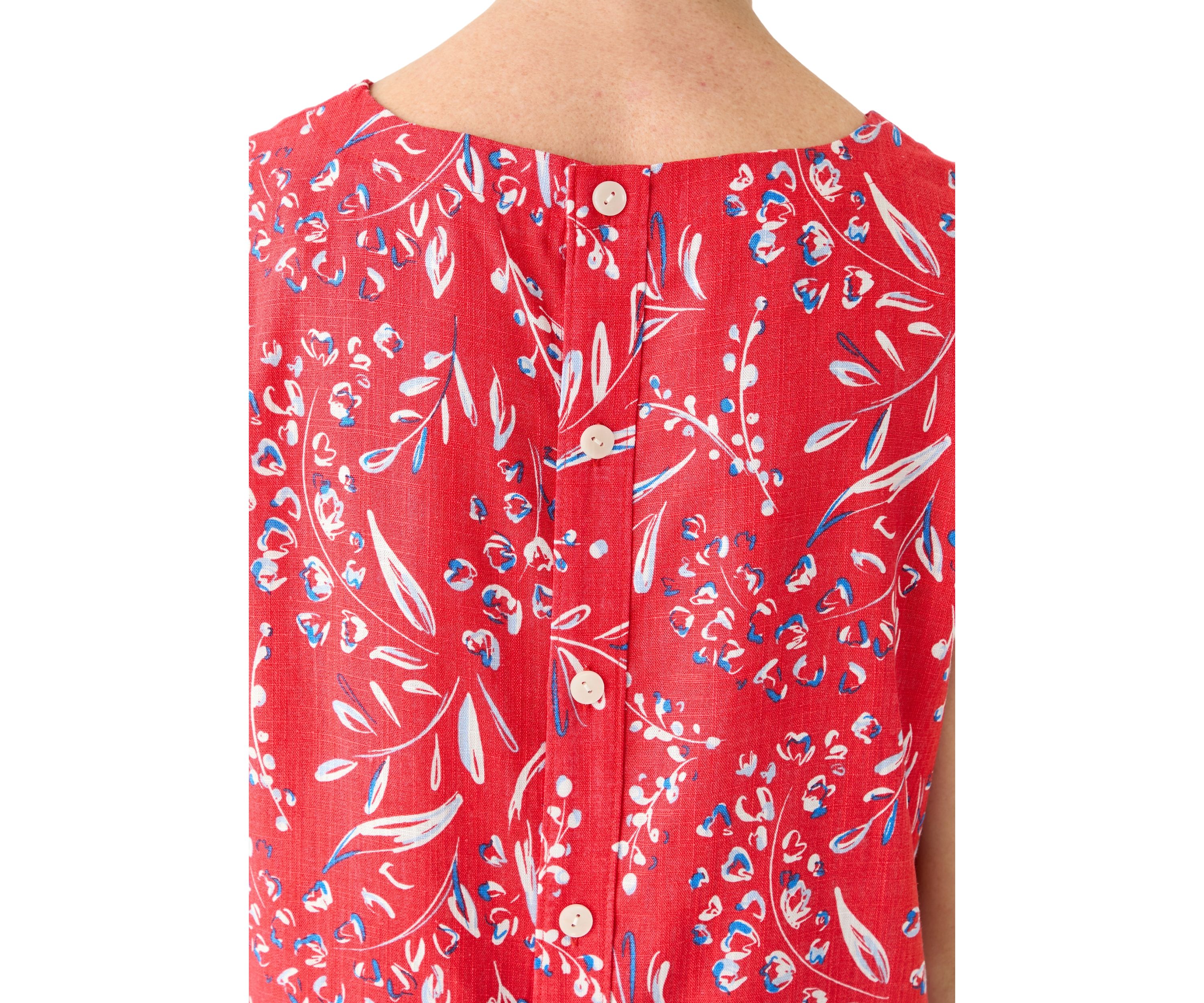 Womens Button Back Cropped Printed Blouse