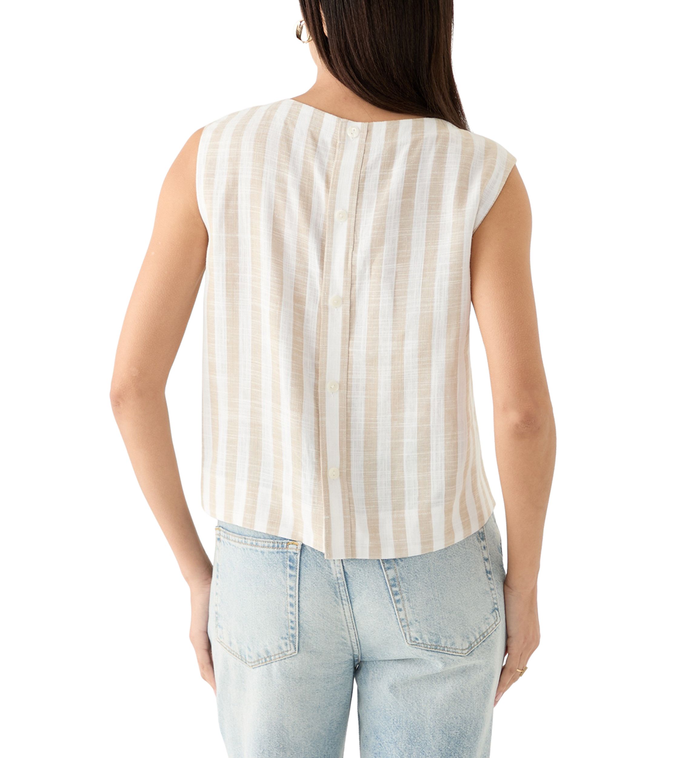 Womens Sleeveless Cropped Yarn Dyed Top