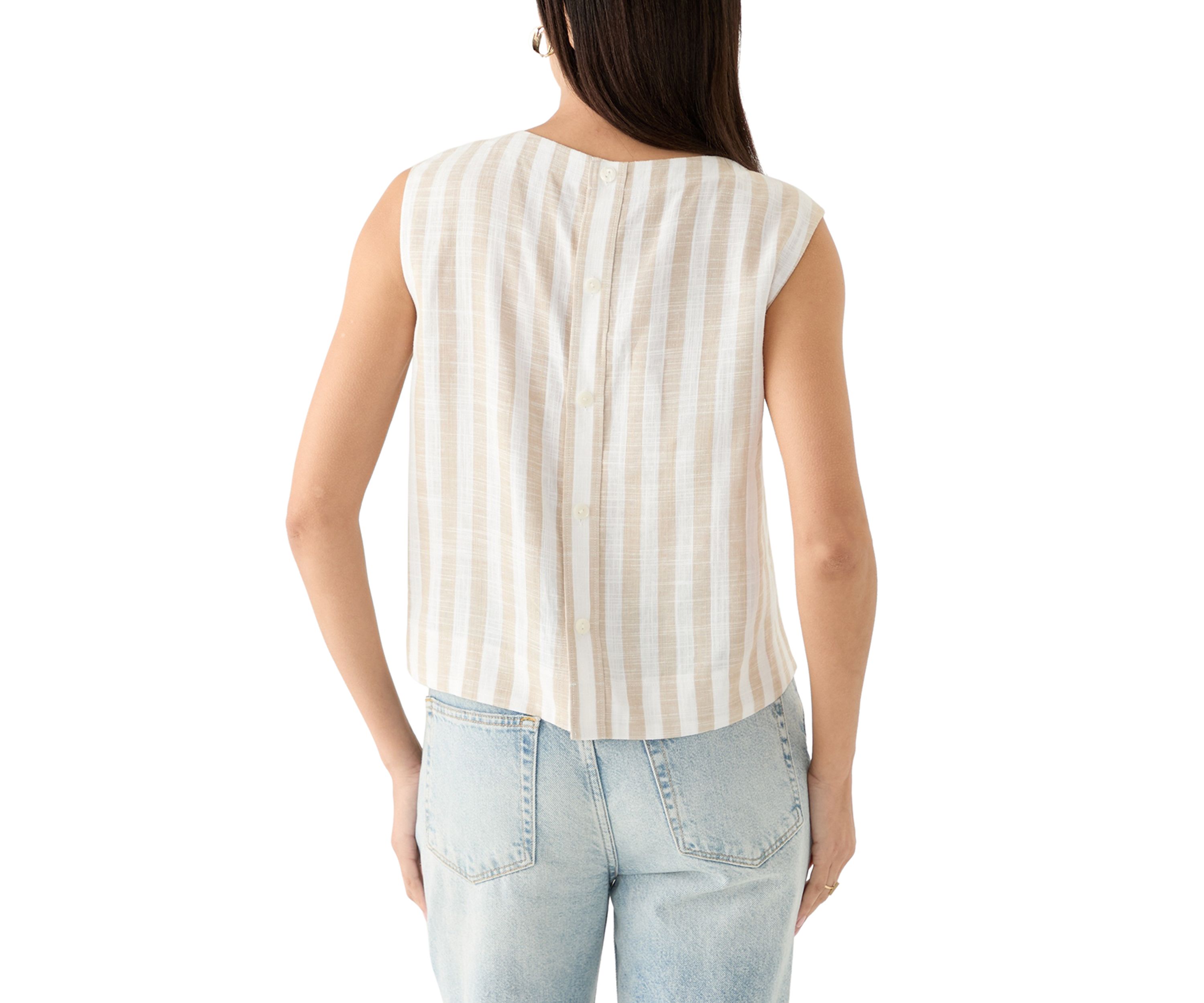 Womens Sleeveless Cropped Yarn Dyed Top