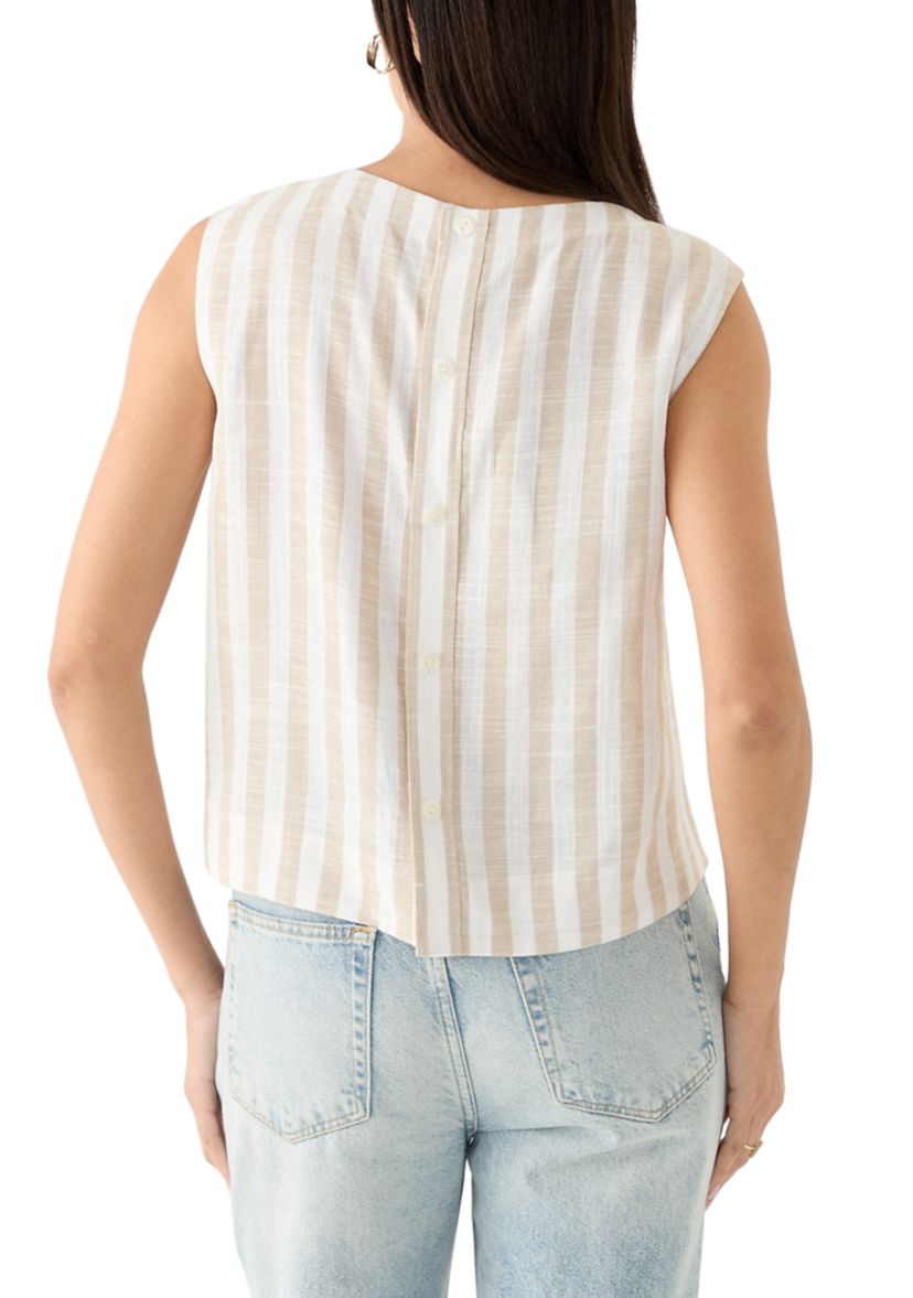 Womens Sleeveless Cropped Yarn Dyed Top