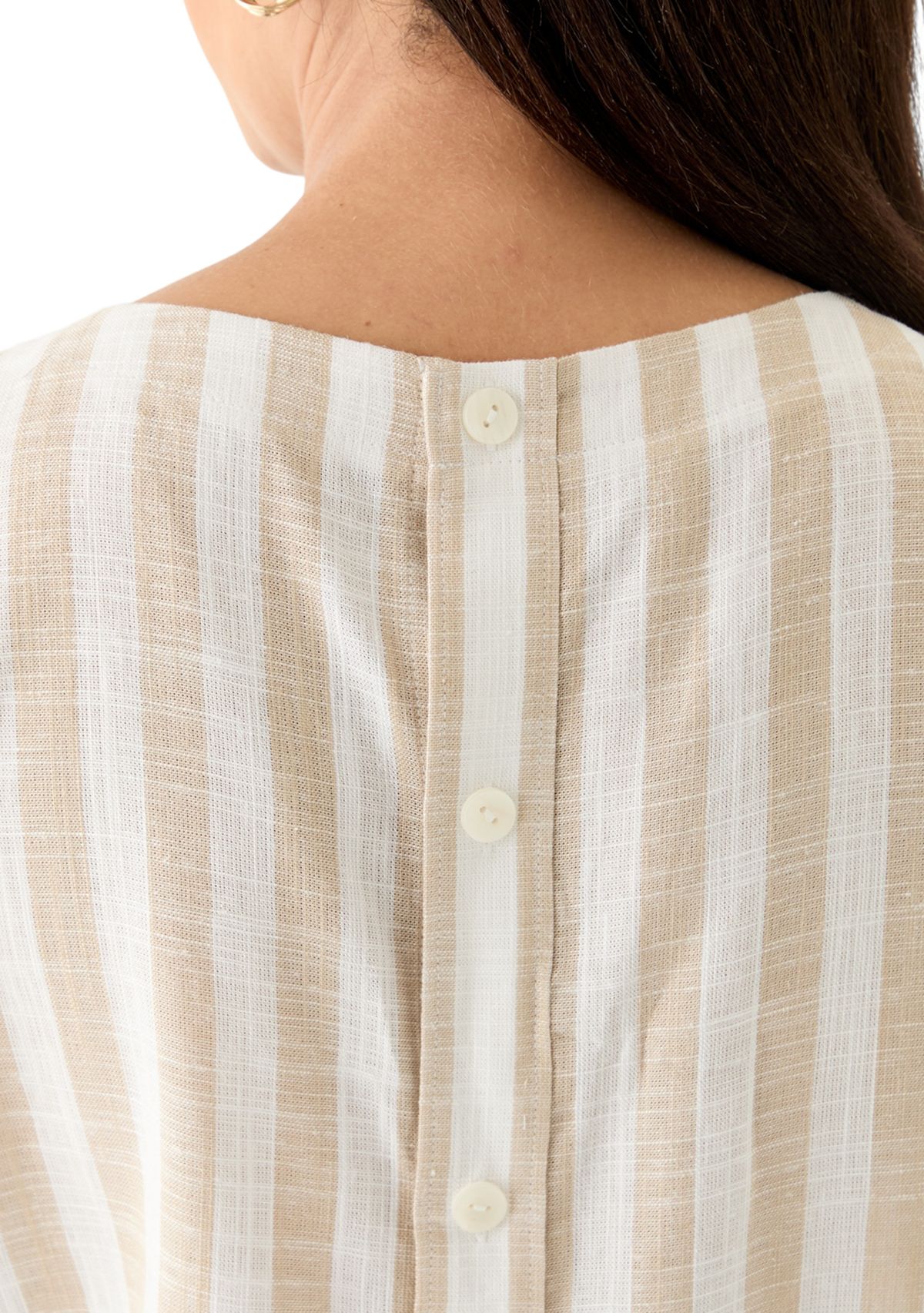 Womens Sleeveless Cropped Yarn Dyed Top