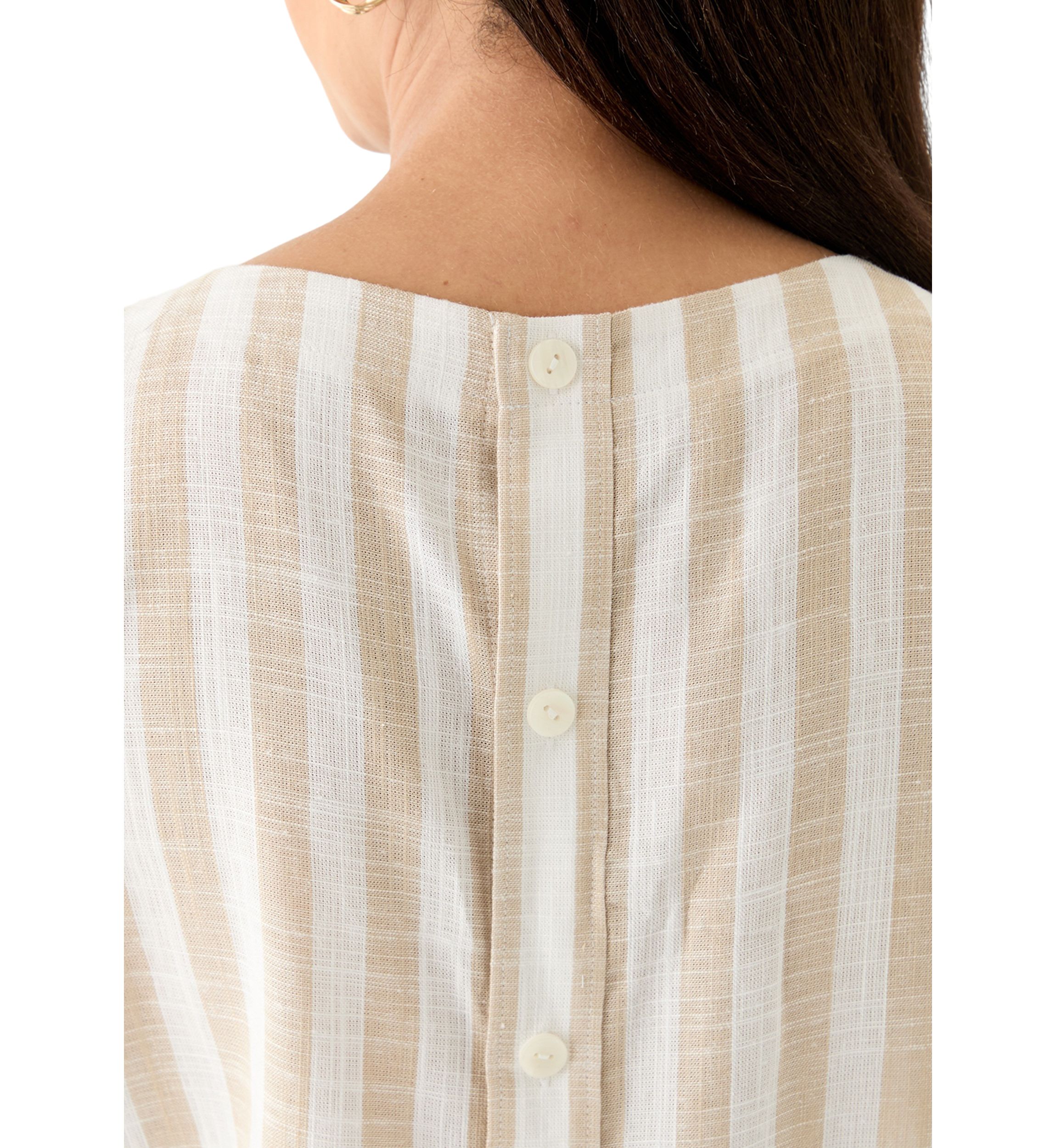Womens Sleeveless Cropped Yarn Dyed Top
