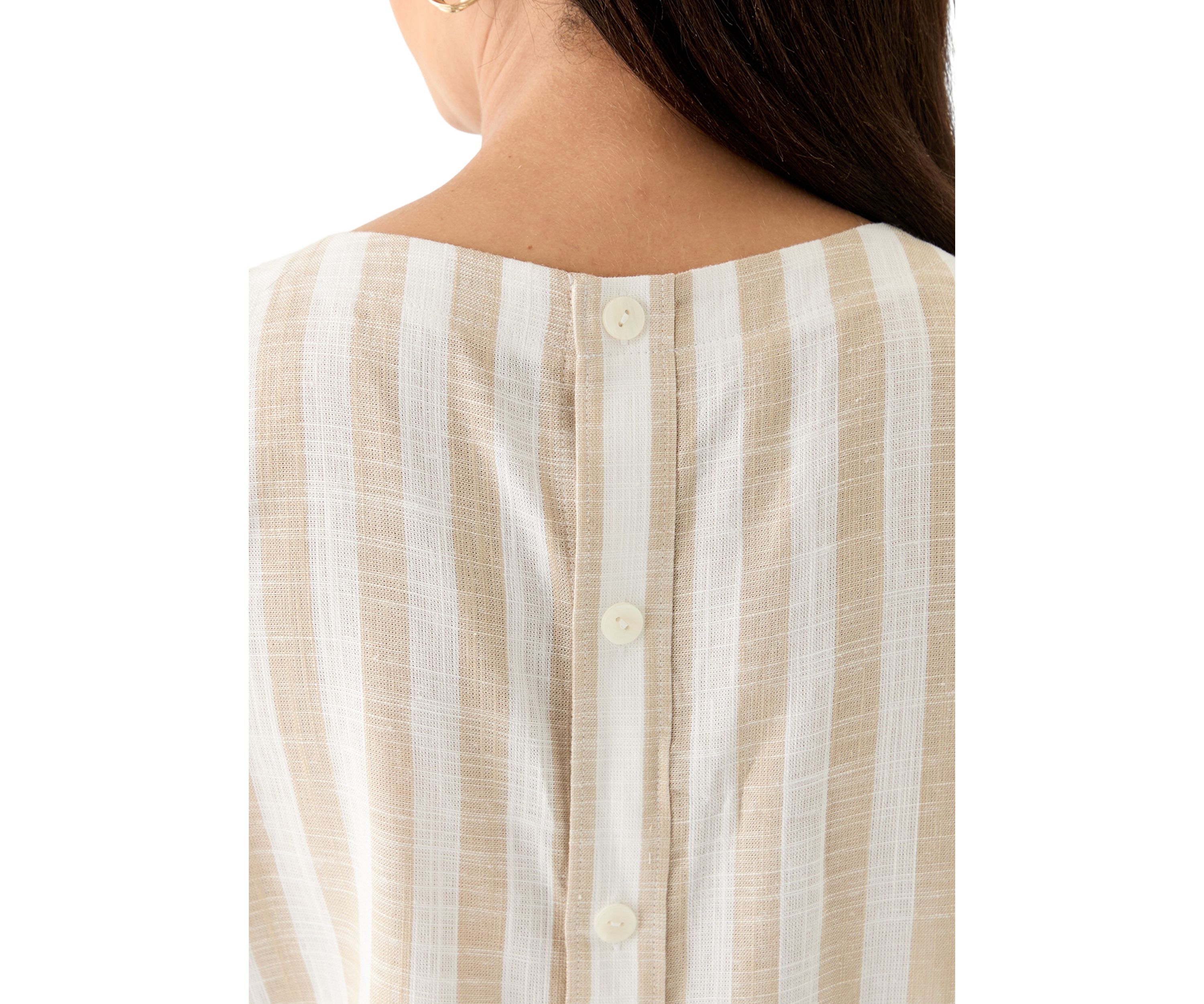 Womens Sleeveless Cropped Yarn Dyed Top