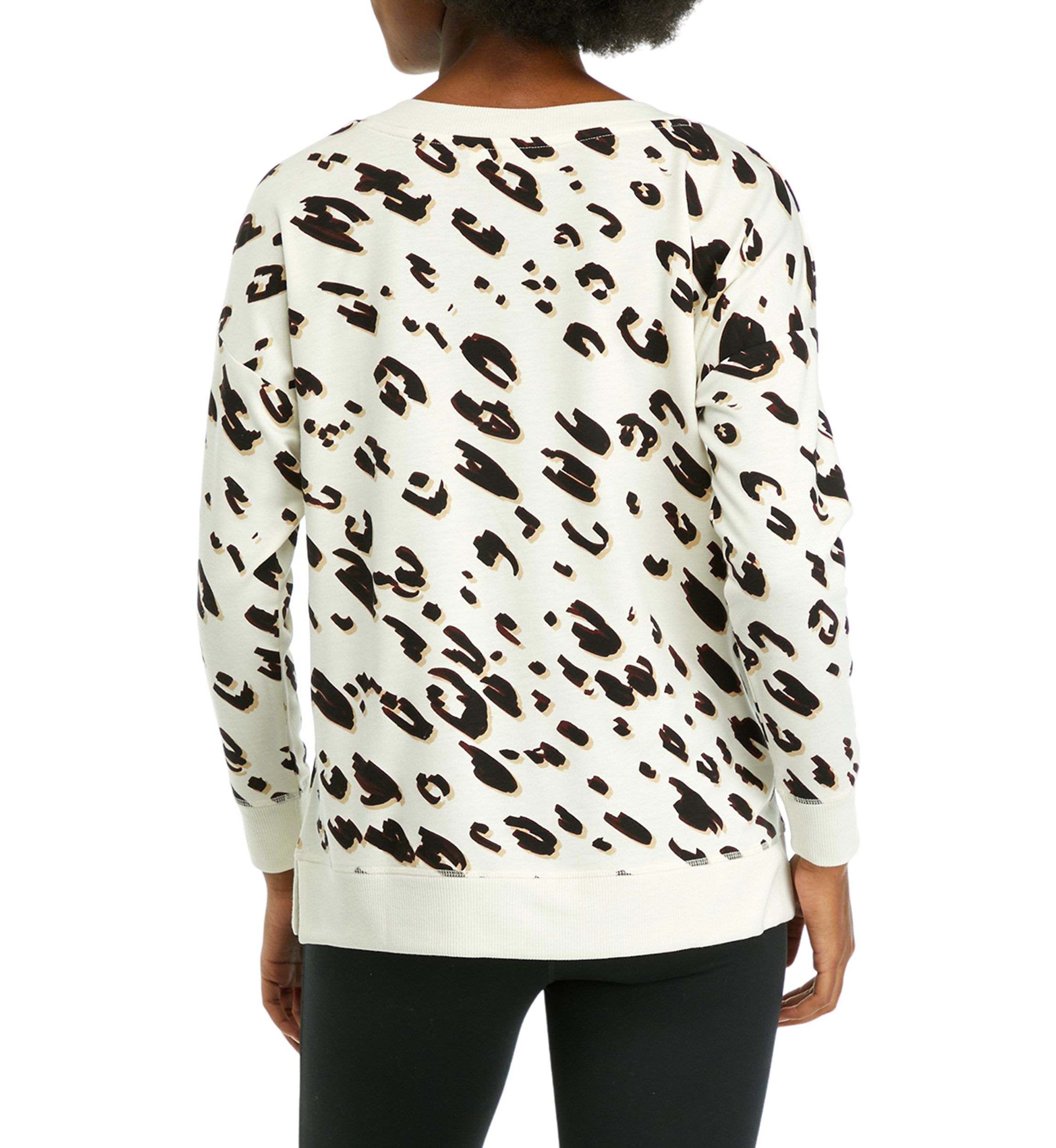 Petite Wide Neck Printed Pullover