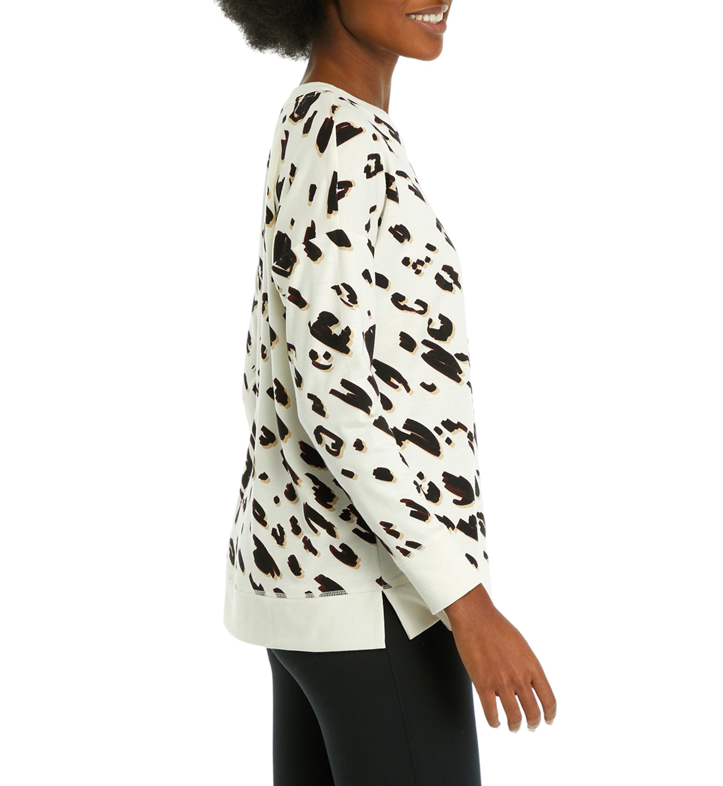 Petite Wide Neck Printed Pullover