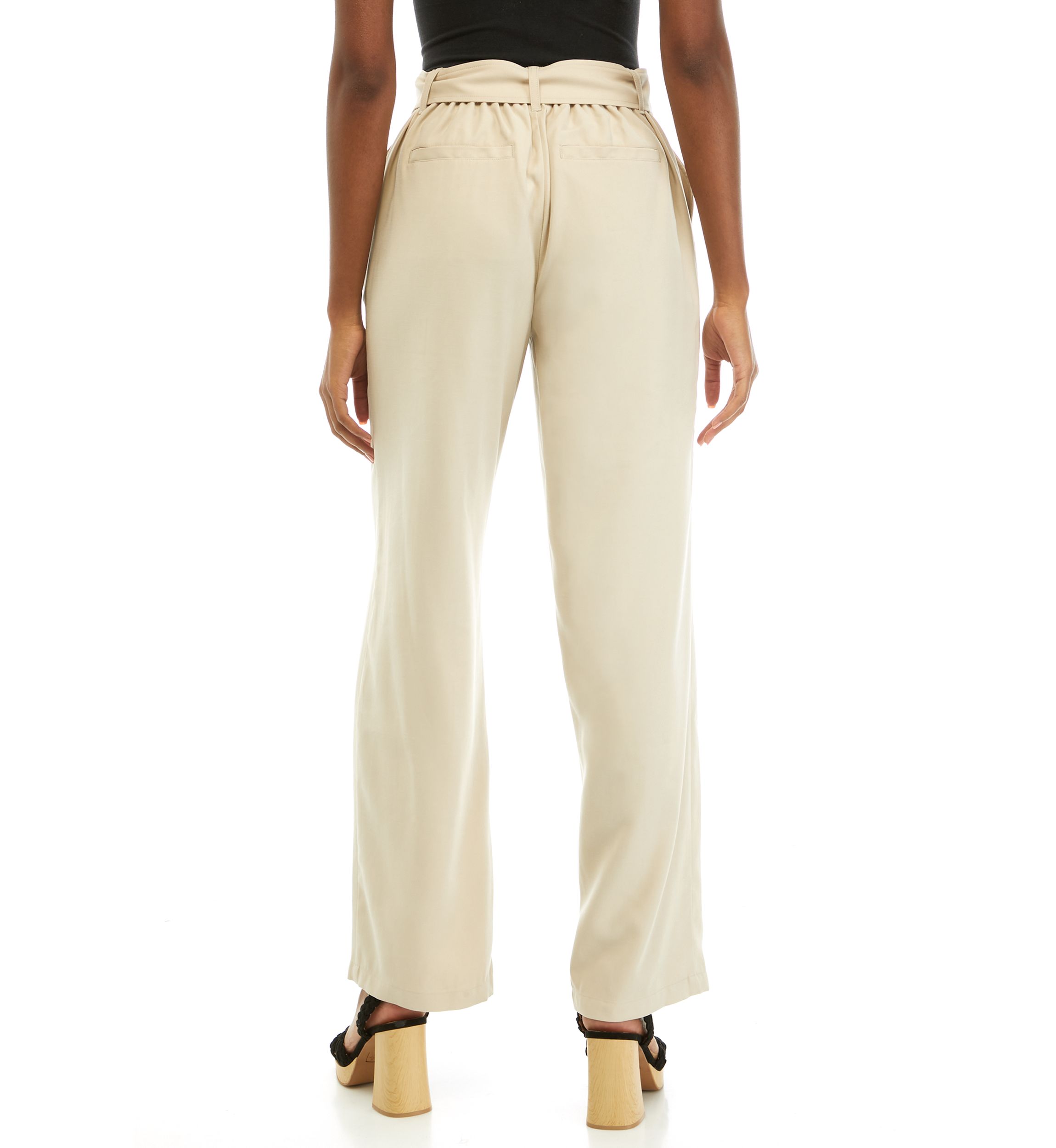 Petite High Rise Belted Wide Leg Pants