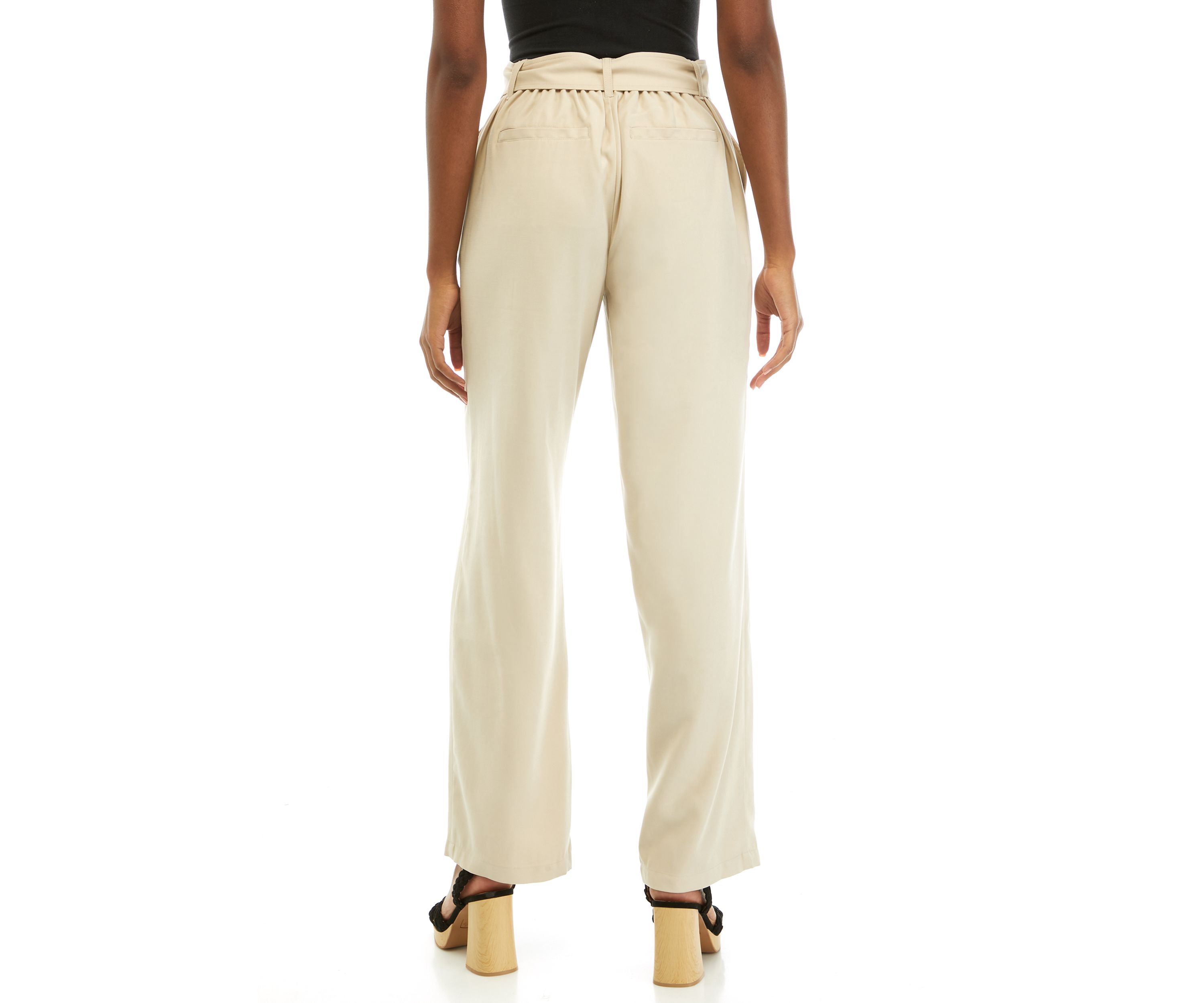 Petite High Rise Belted Wide Leg Pants