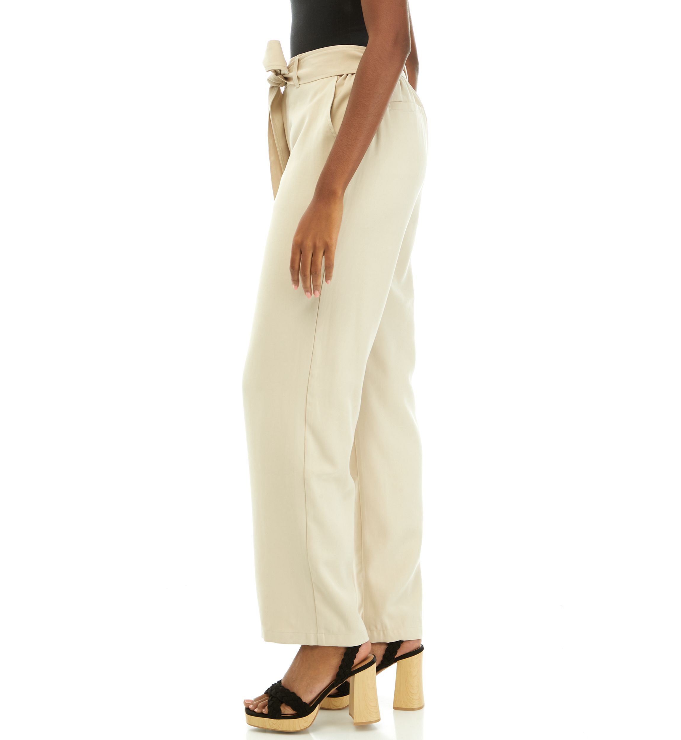 Petite High Rise Belted Wide Leg Pants