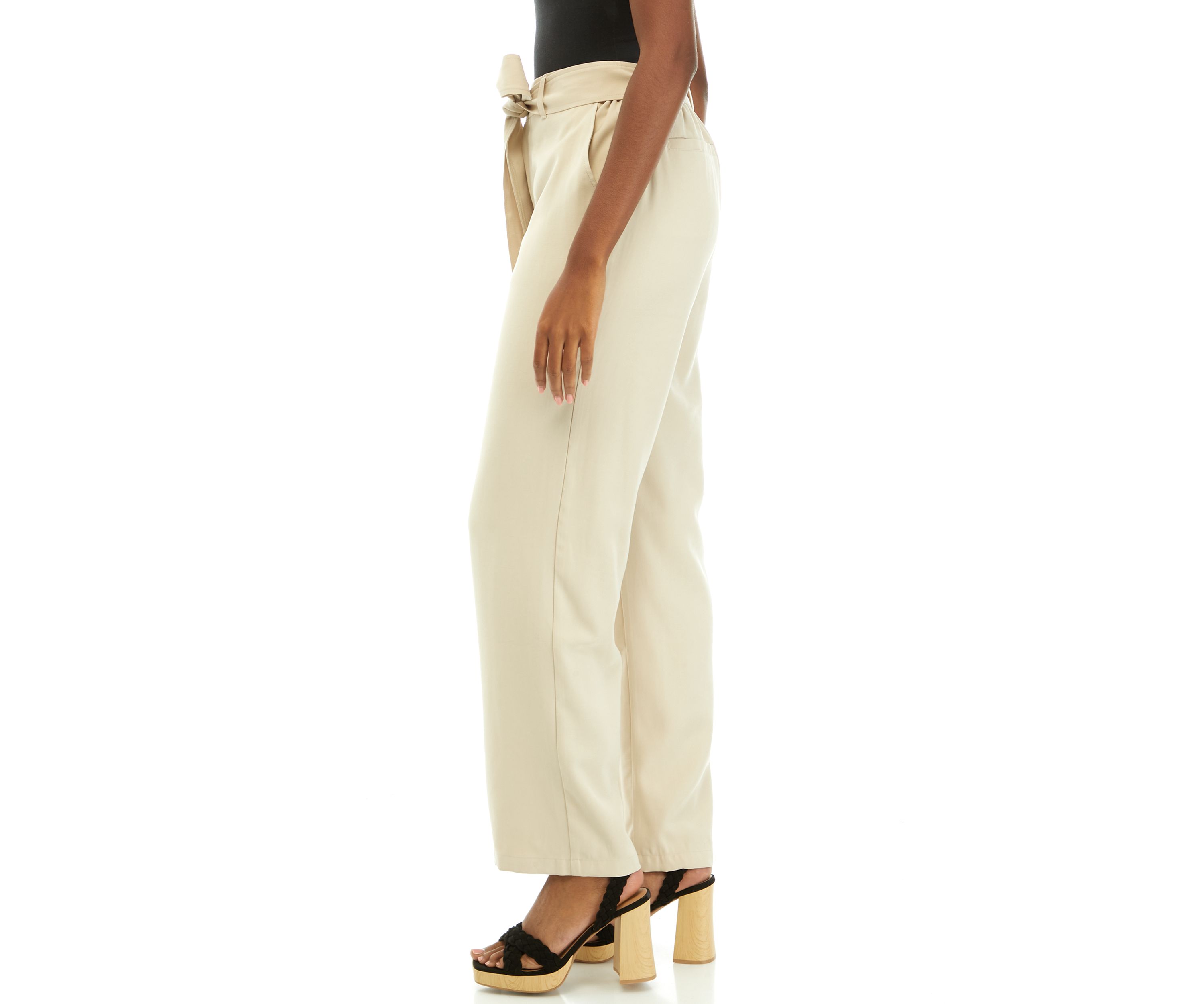 Petite High Rise Belted Wide Leg Pants