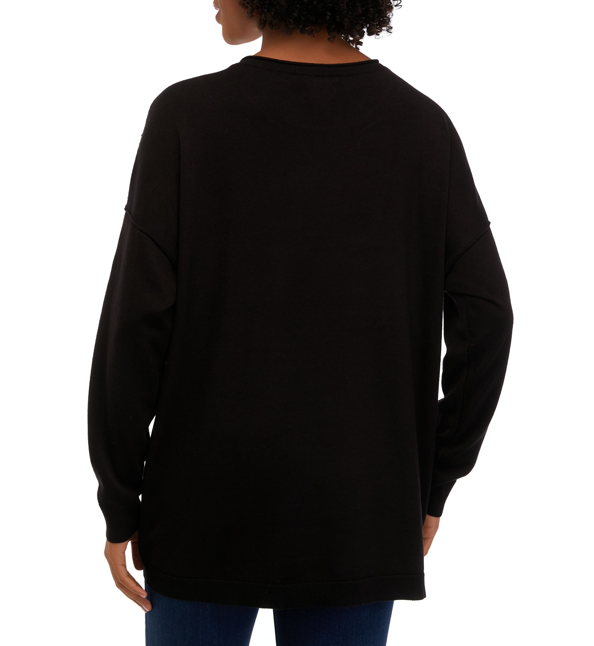 Petite Long Sleeve Crew Neck Pullover Sweater