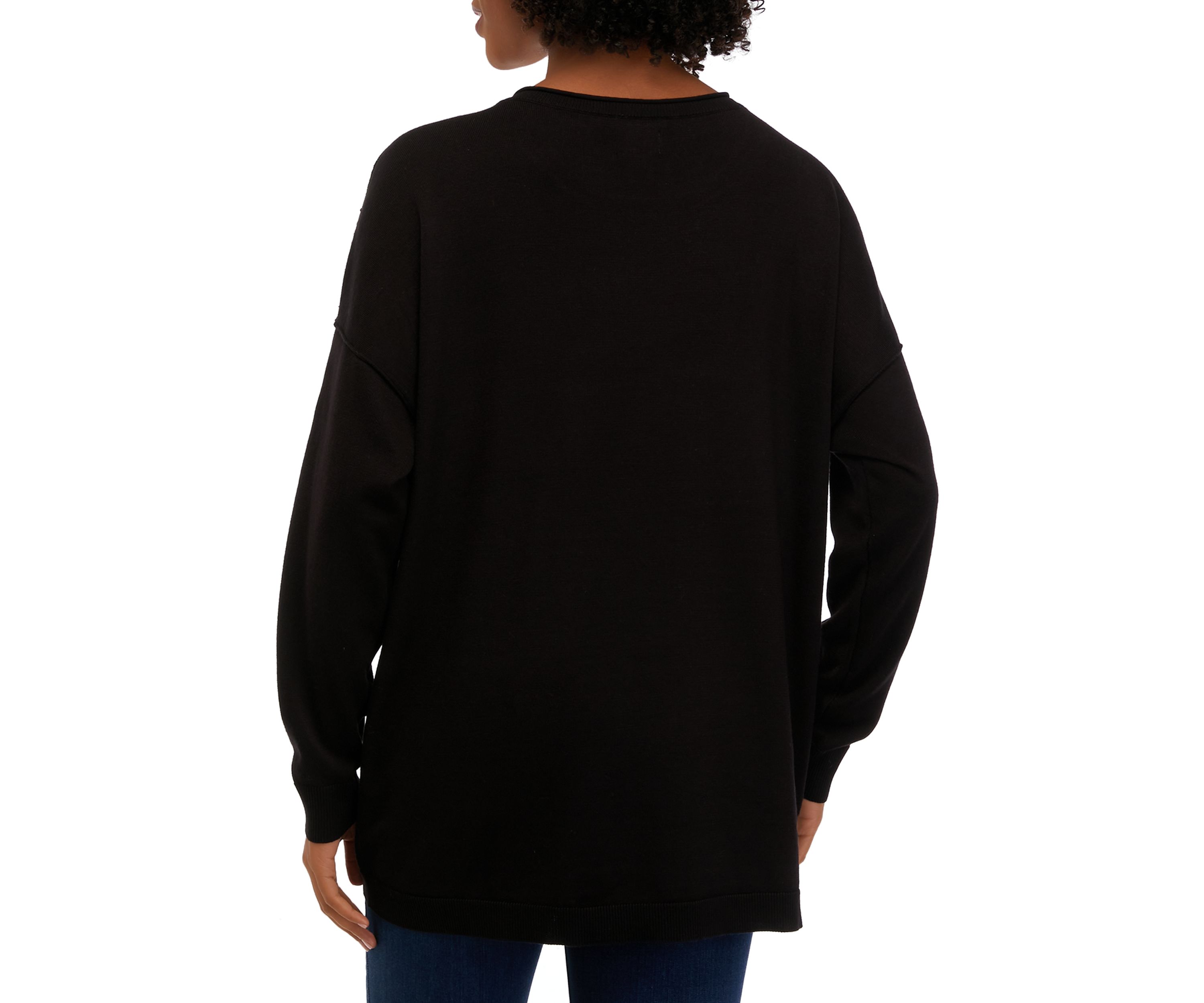 Petite Long Sleeve Crew Neck Pullover Sweater