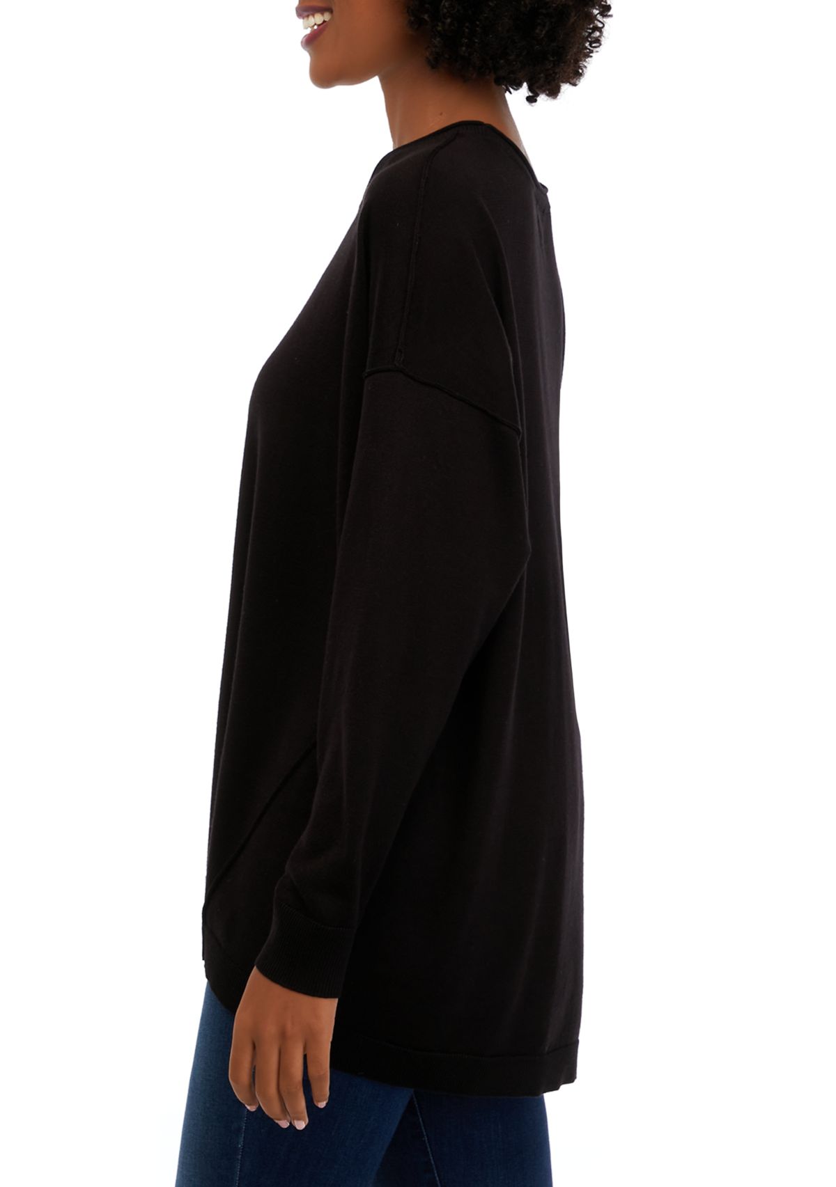 Petite Long Sleeve Crew Neck Pullover Sweater