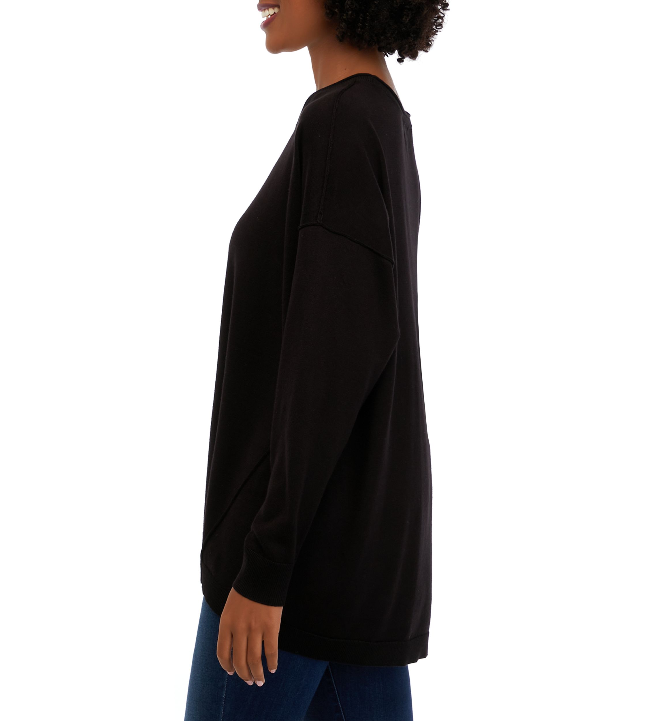 Petite Long Sleeve Crew Neck Pullover Sweater