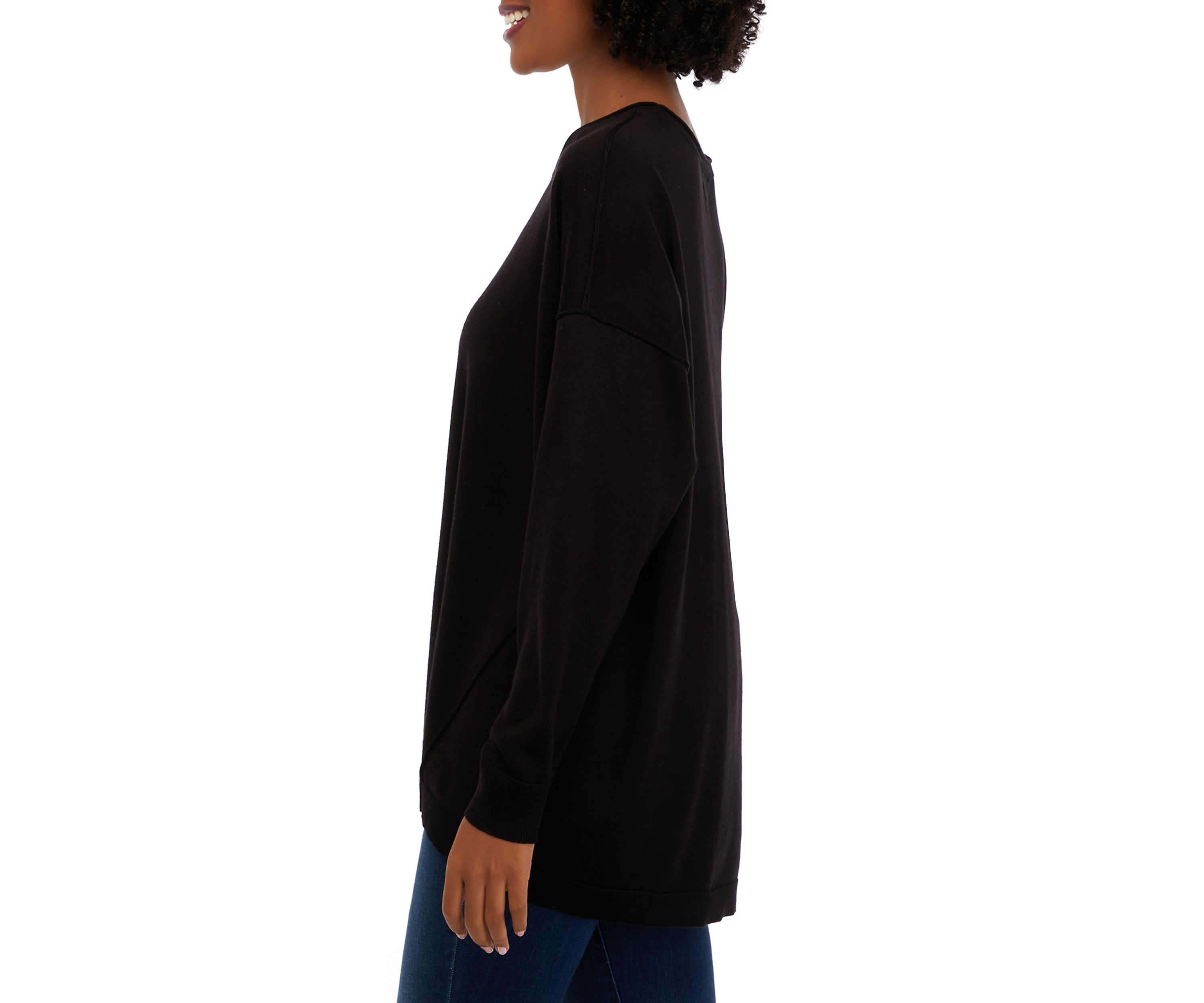 Petite Long Sleeve Crew Neck Pullover Sweater