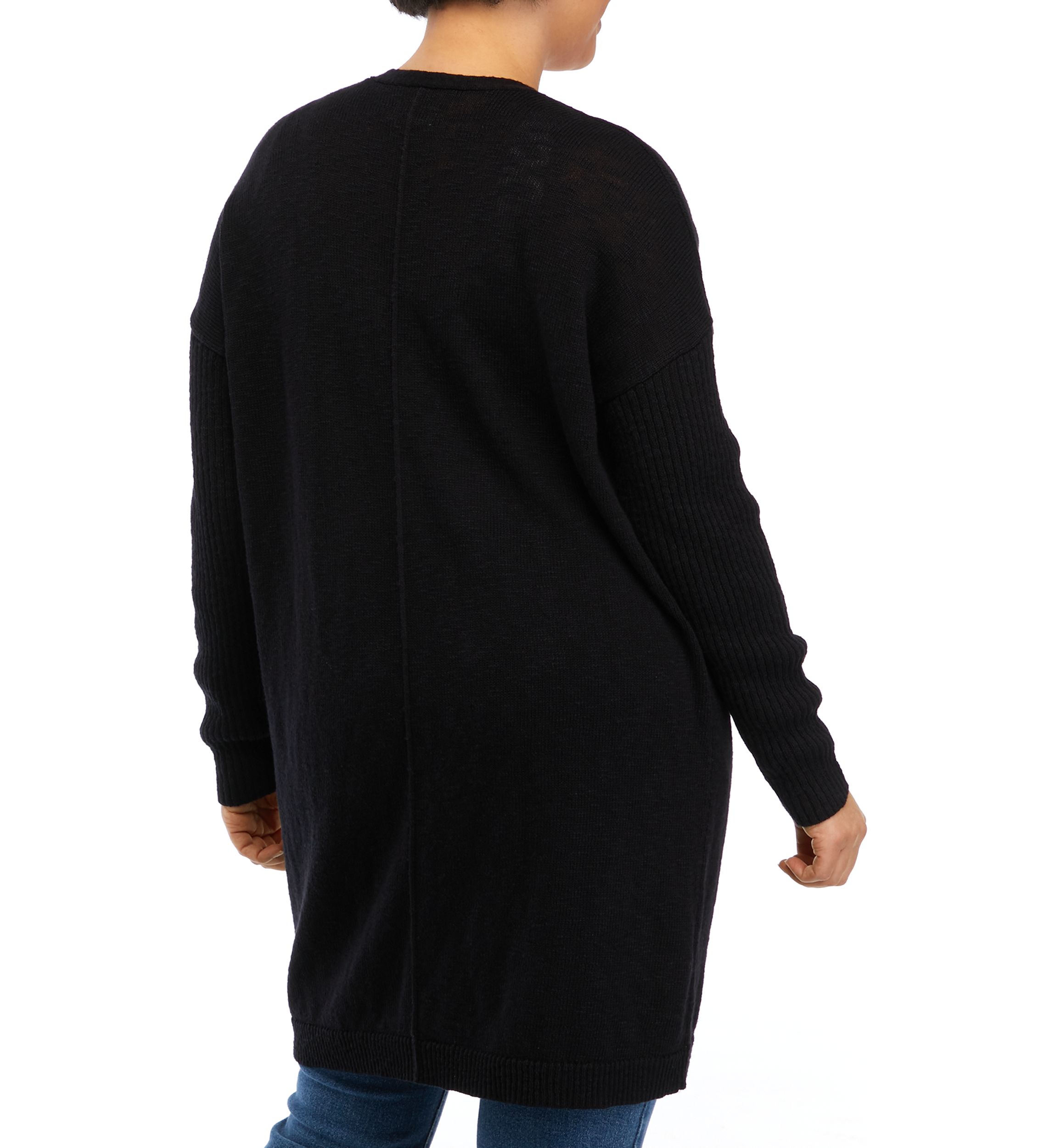 Petite Long Sleeve Drop Shoulder Solid Cardigan