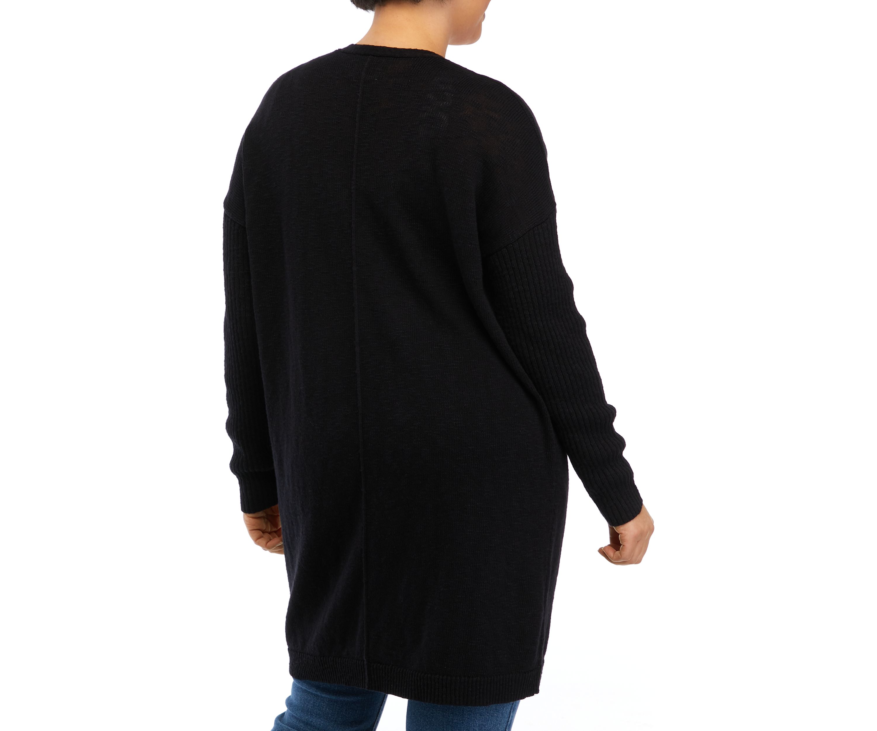Petite Long Sleeve Drop Shoulder Solid Cardigan