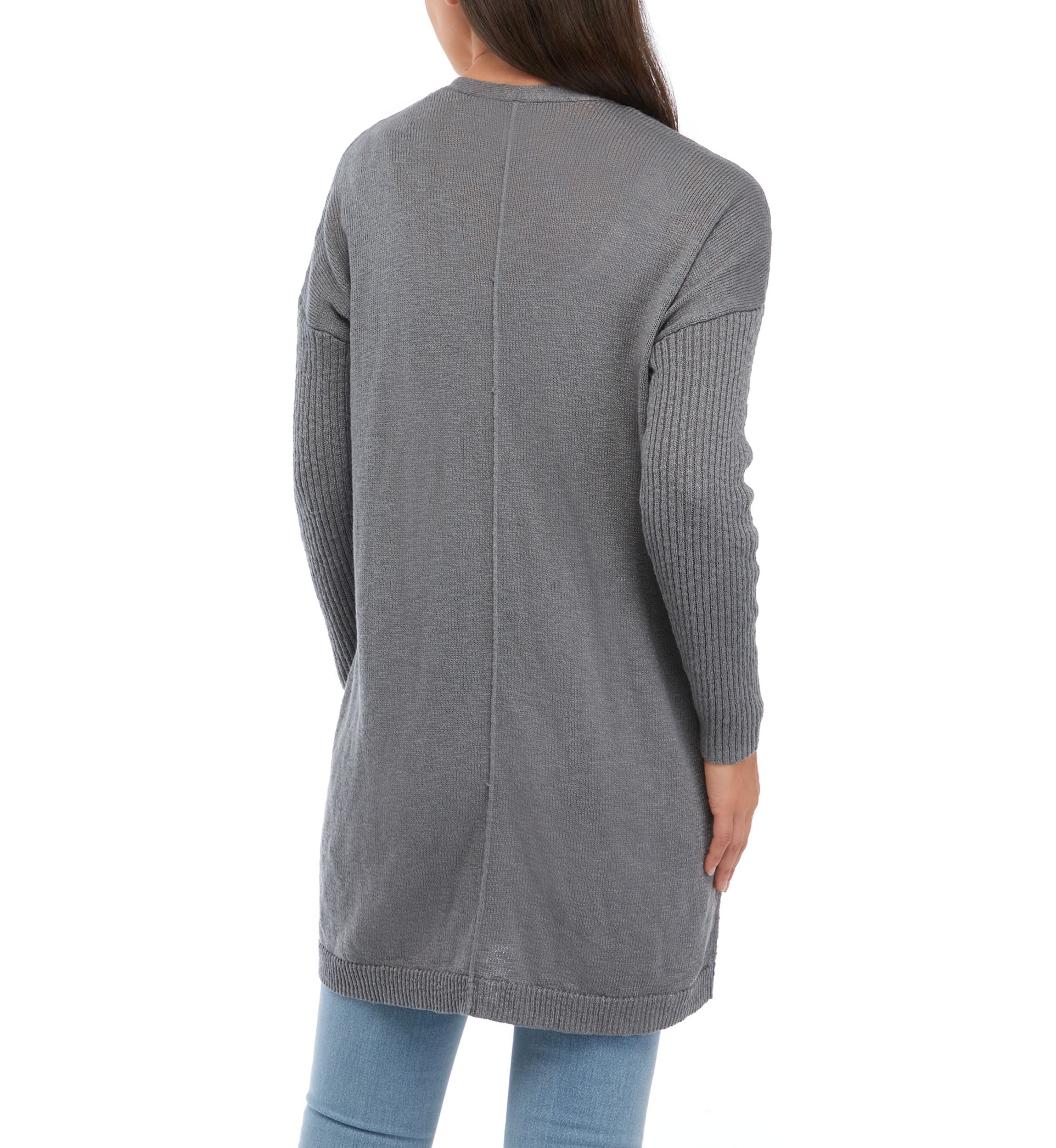 Petite Long Sleeve Drop Shoulder Heather Cardigan