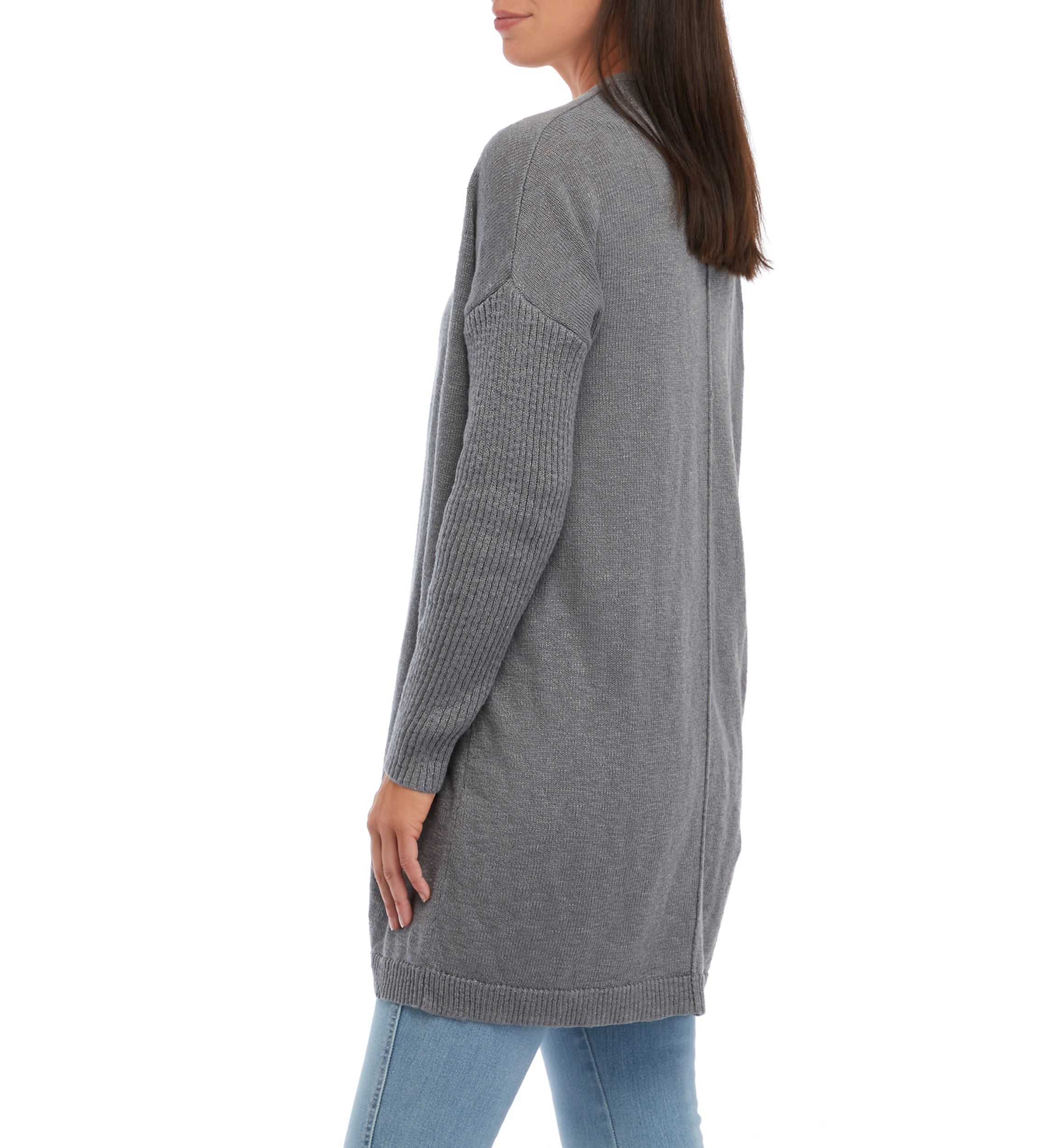 Petite Long Sleeve Drop Shoulder Heather Cardigan