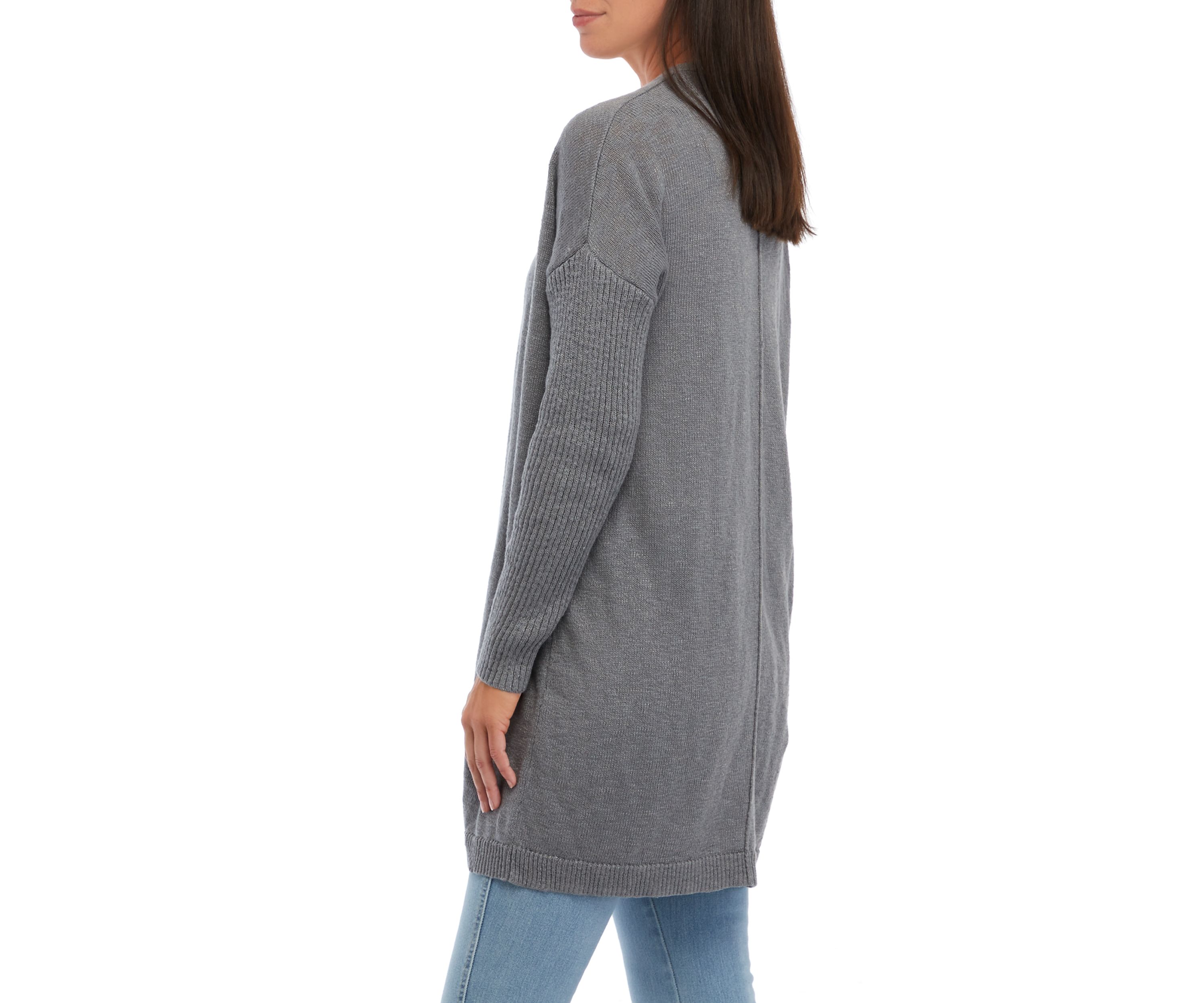 Petite Long Sleeve Drop Shoulder Heather Cardigan