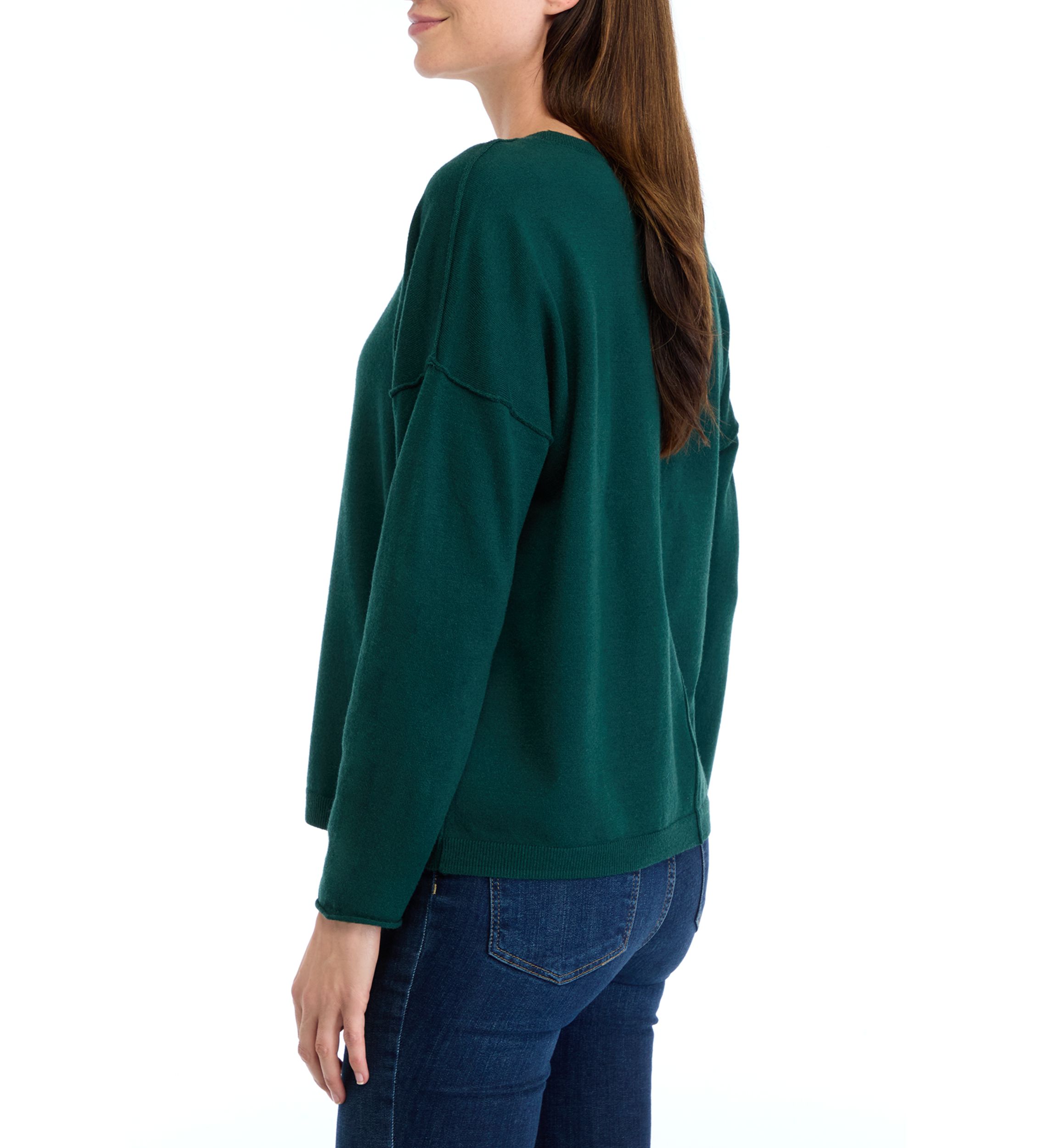 Petite Seamed Front Pullover Sweater