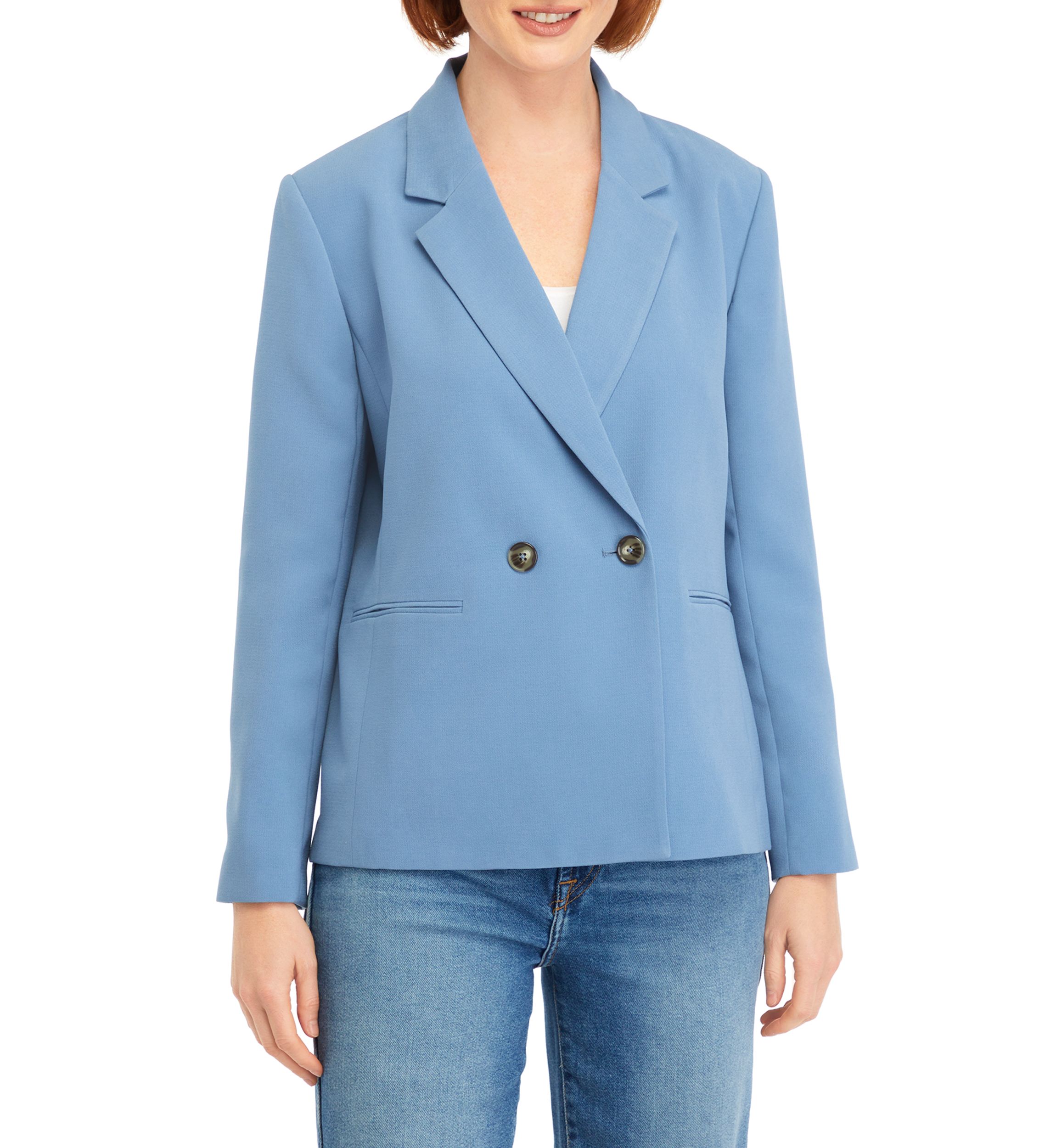 Petite Double Breasted Crepe Blazer