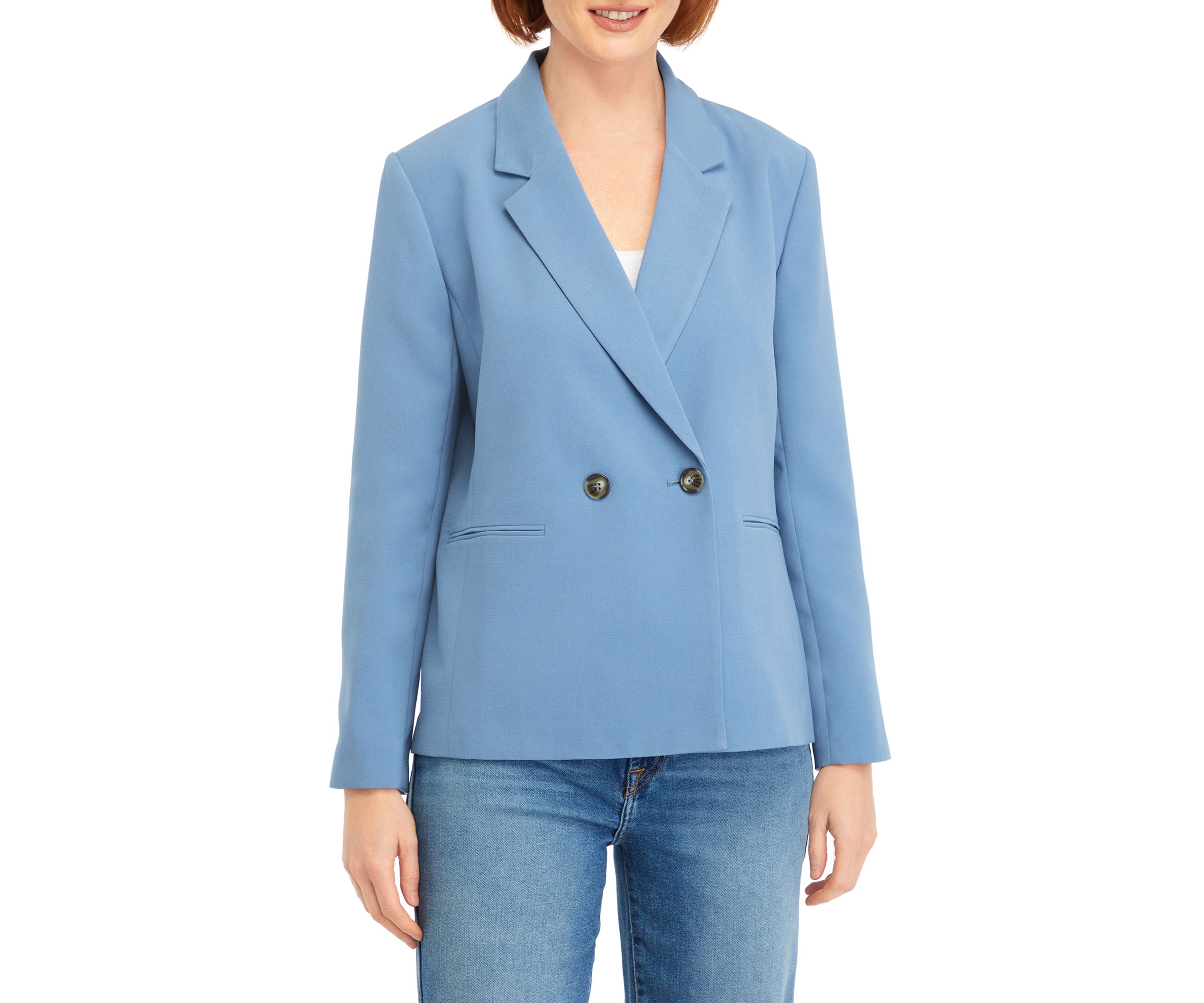 Petite Double Breasted Crepe Blazer