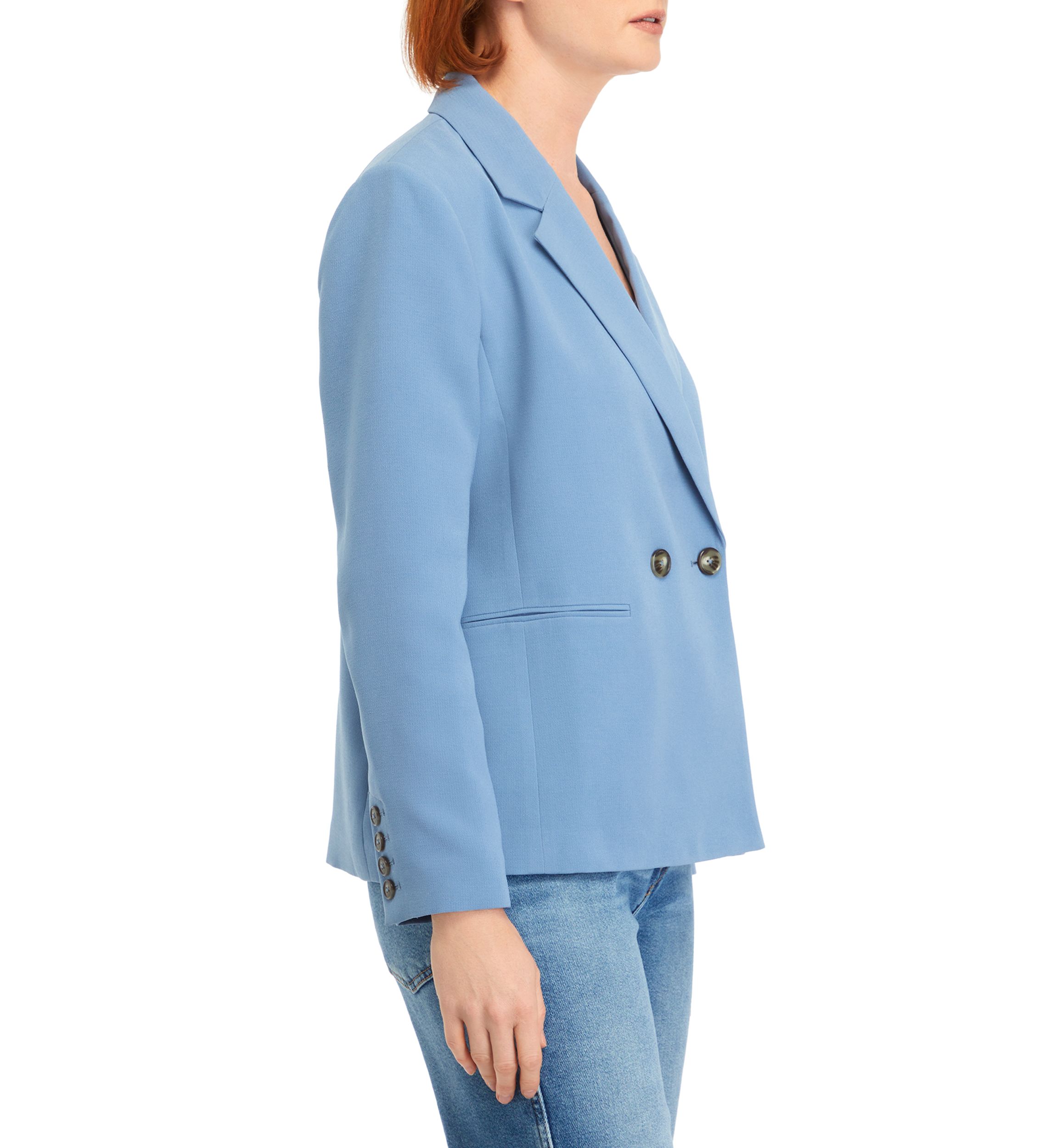 Petite Double Breasted Crepe Blazer