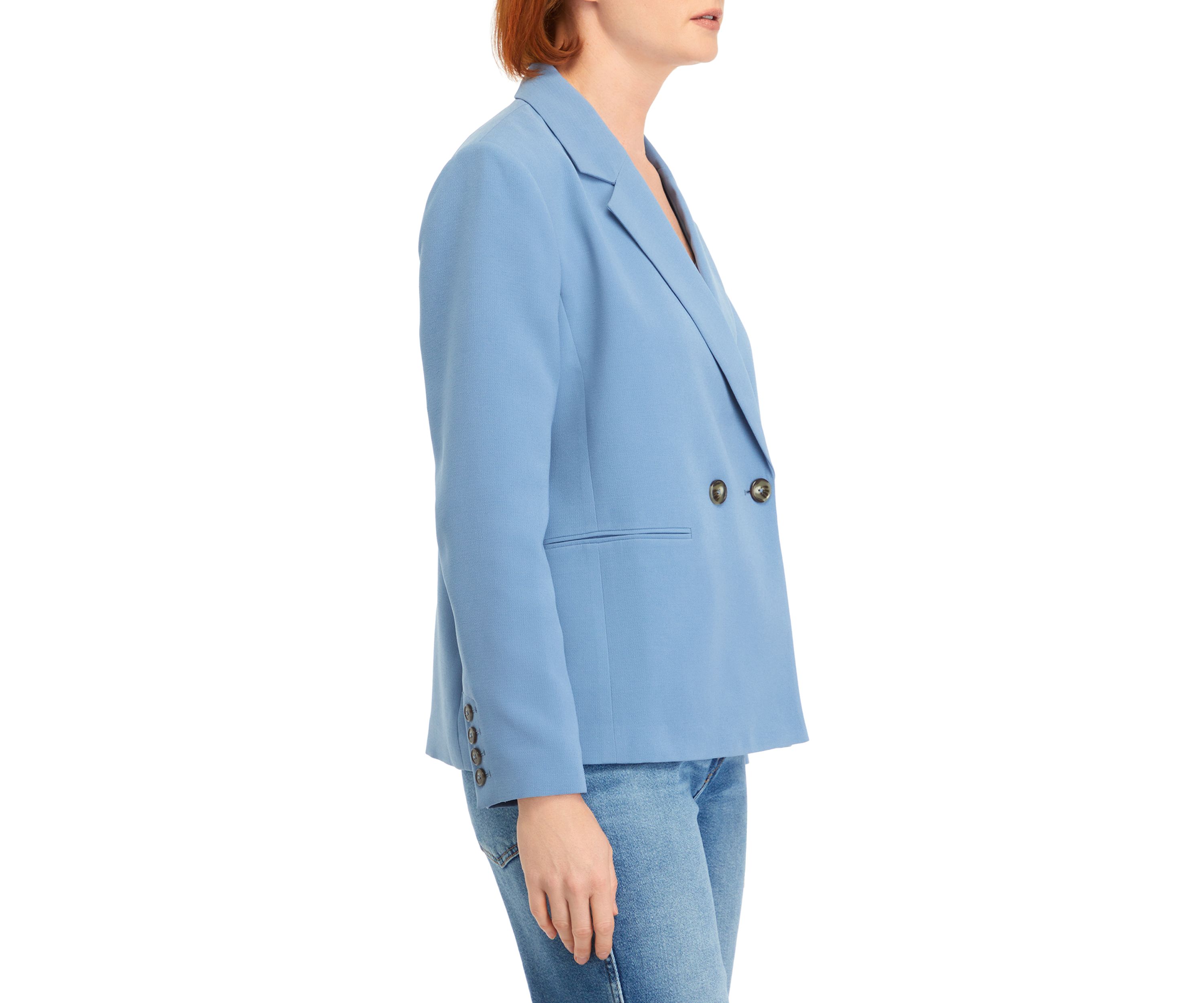 Petite Double Breasted Crepe Blazer