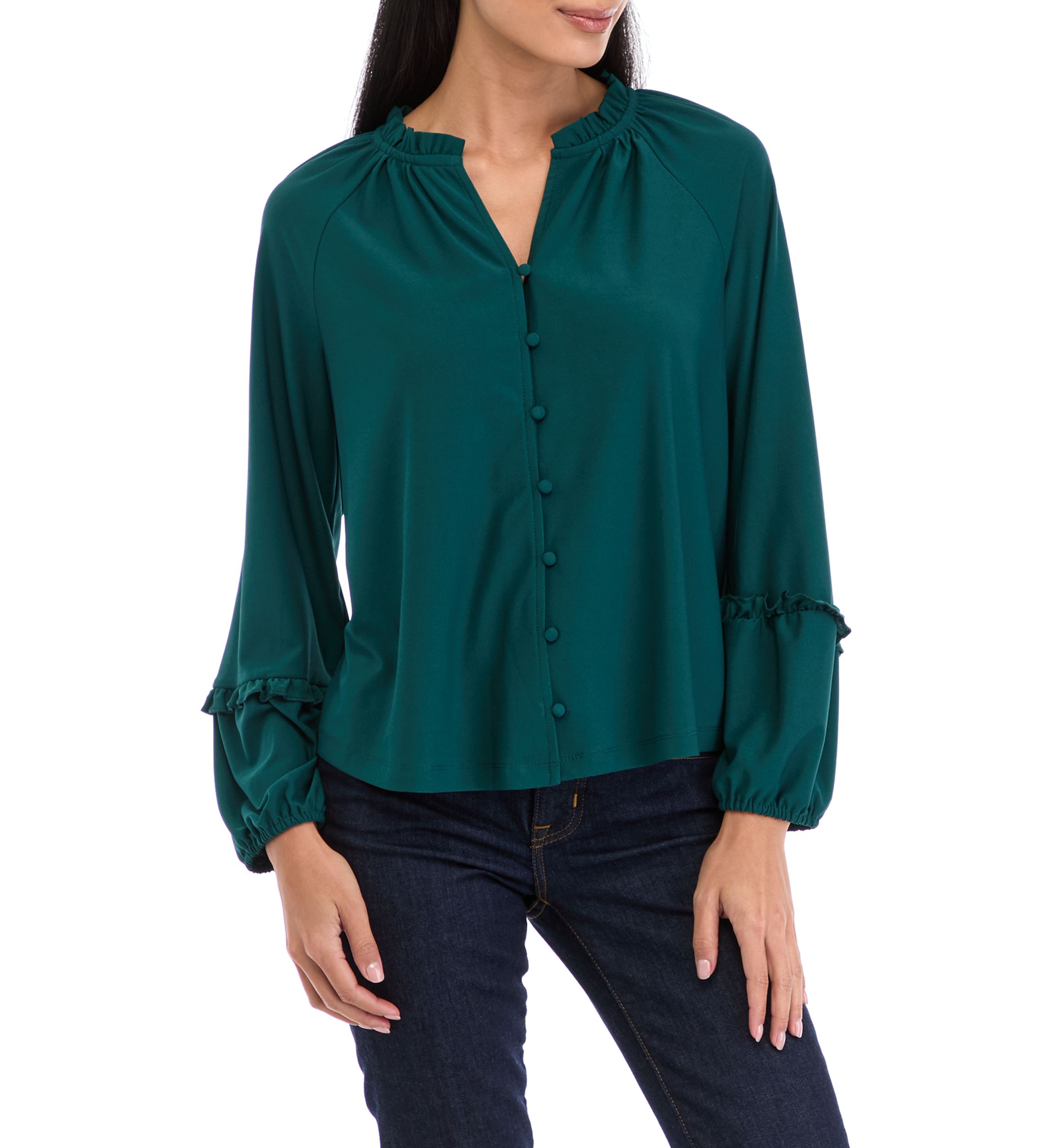 Petite Split Neck Blouse