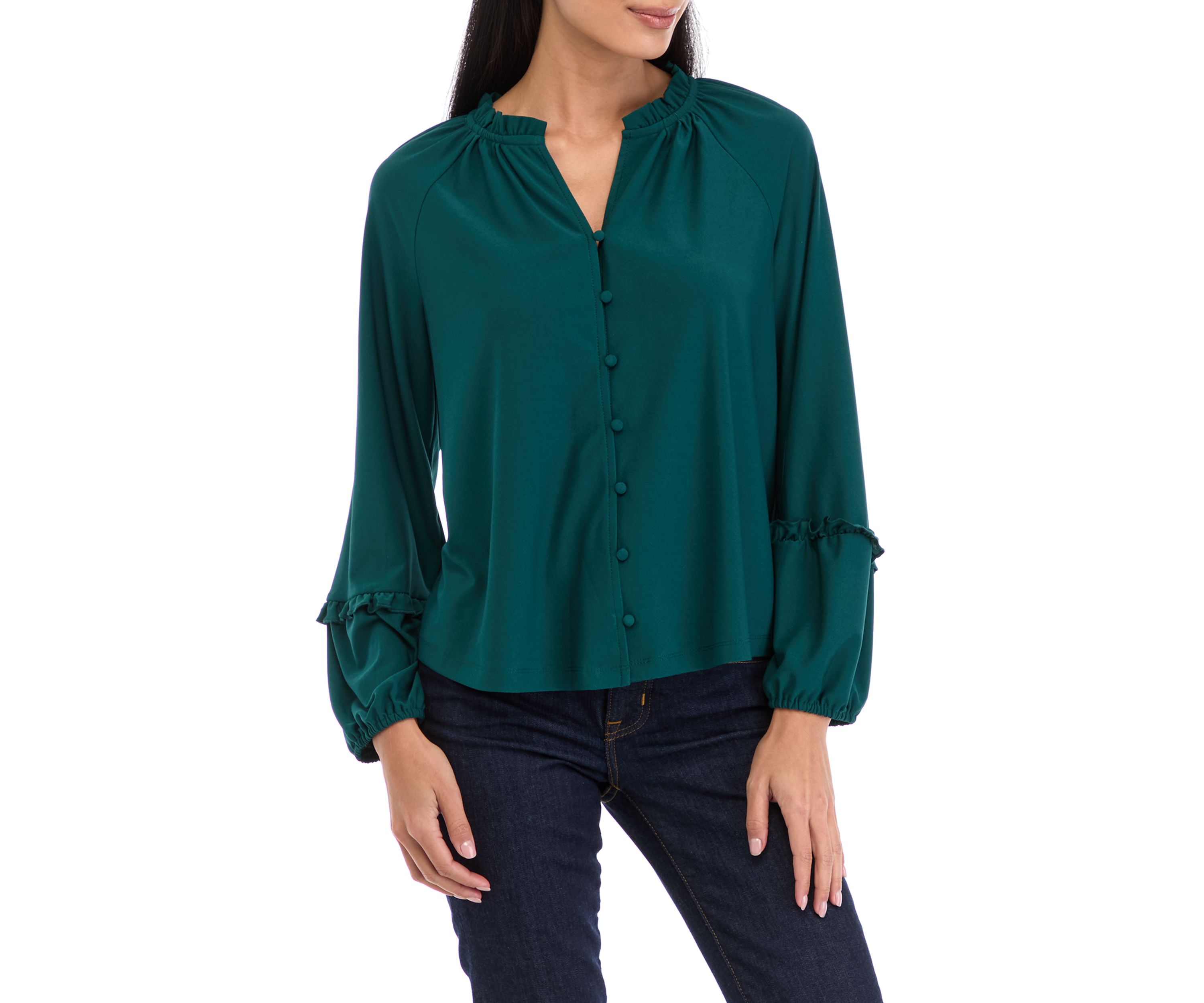 Petite Split Neck Blouse
