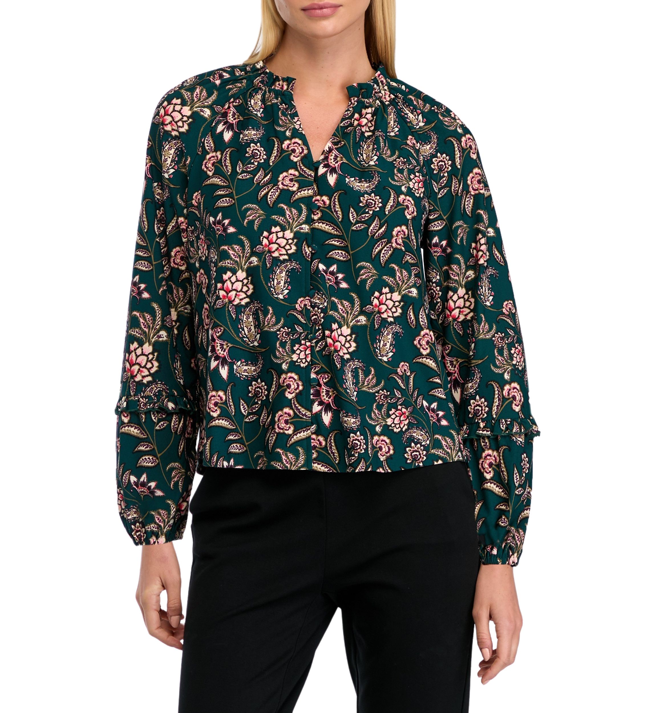 Petite Blouson Sleeve Floral Top 