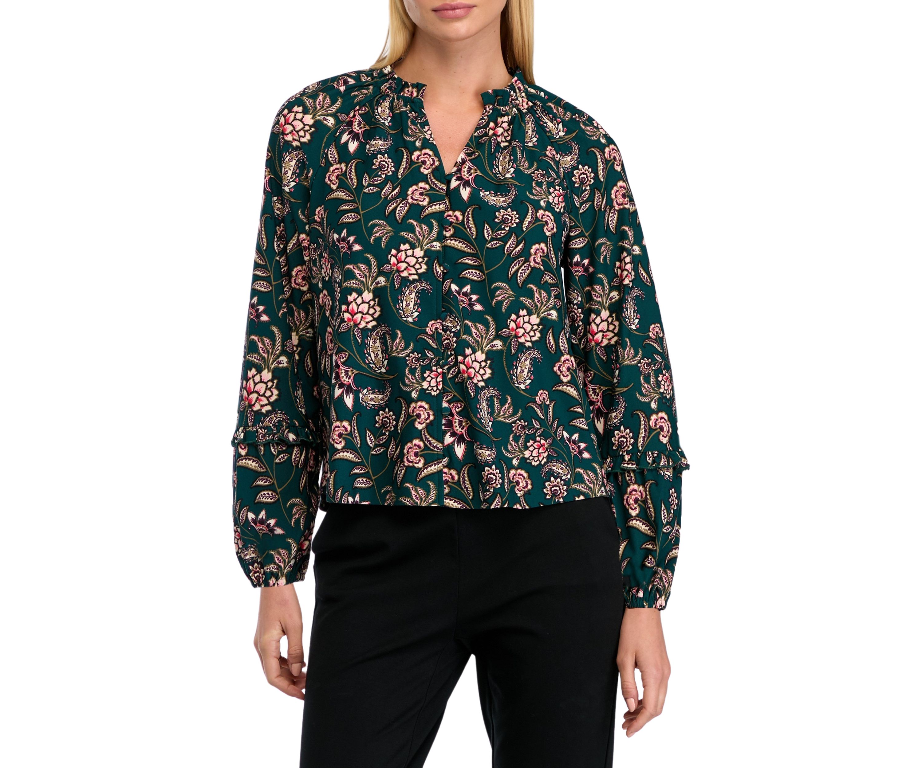 Petite Blouson Sleeve Floral Top 