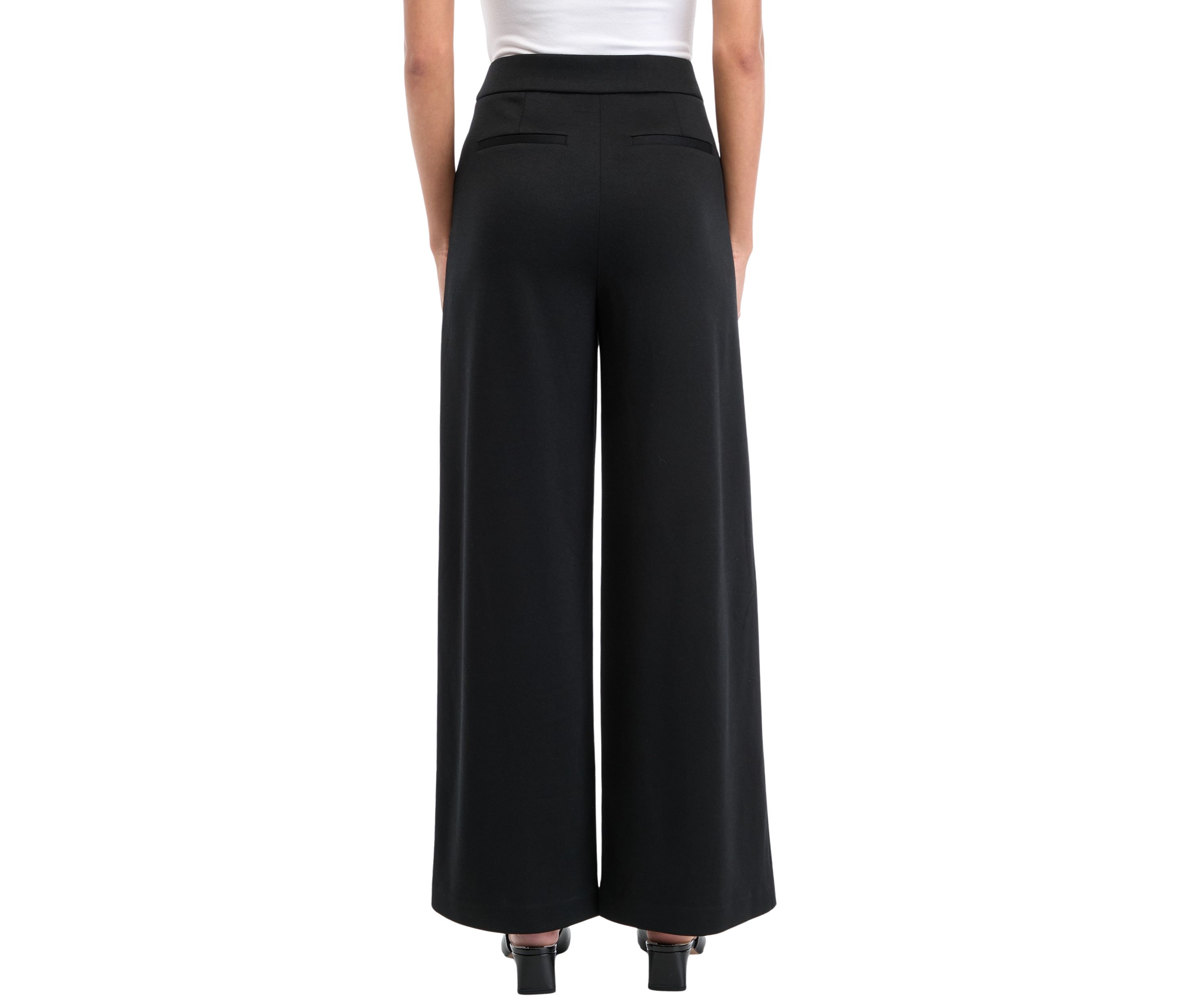 Petite High Rise Pleat Front Wide Leg Pants