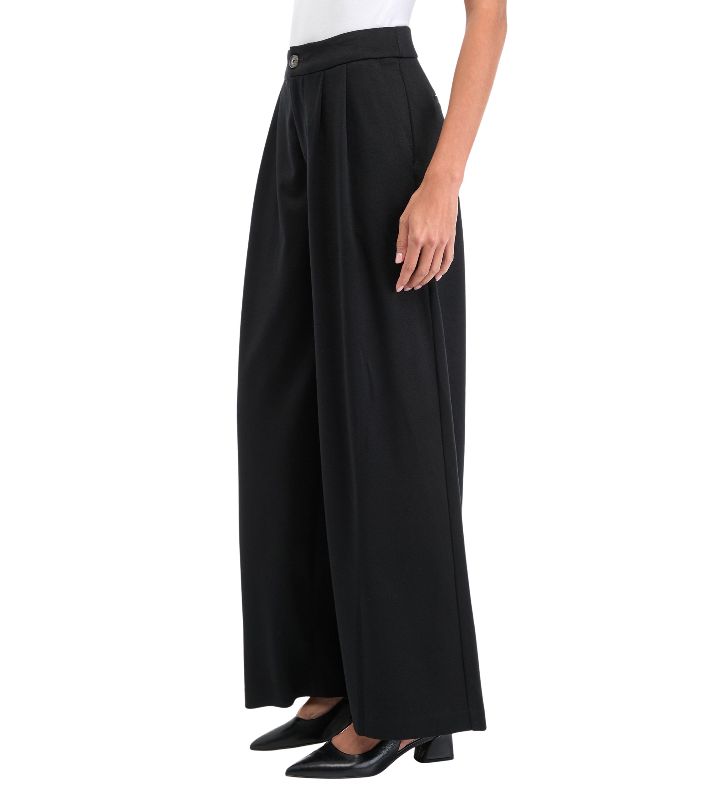 Petite High Rise Pleat Front Wide Leg Pants