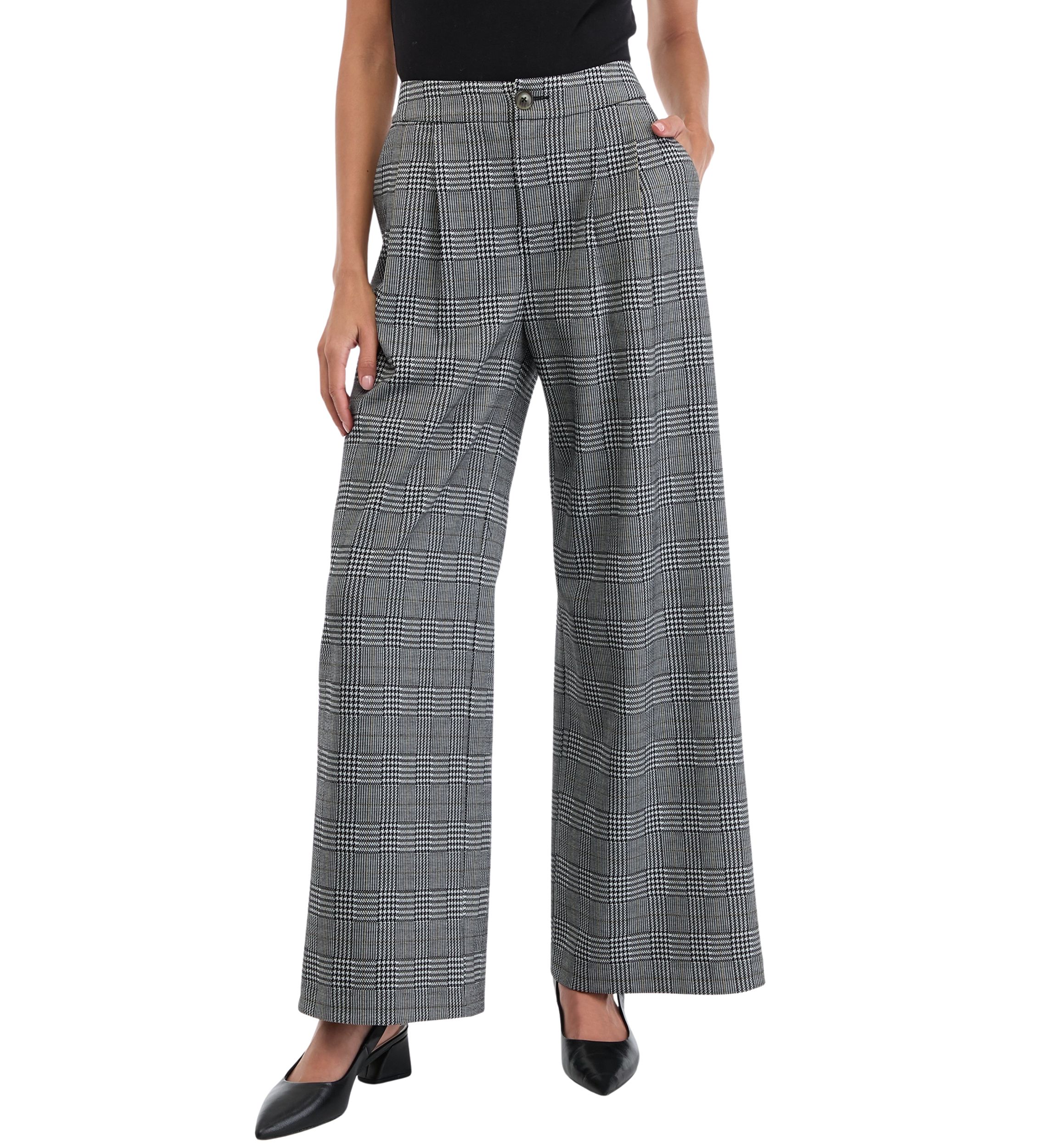 Petite High Rise Pleat Front Wide Leg Pants 