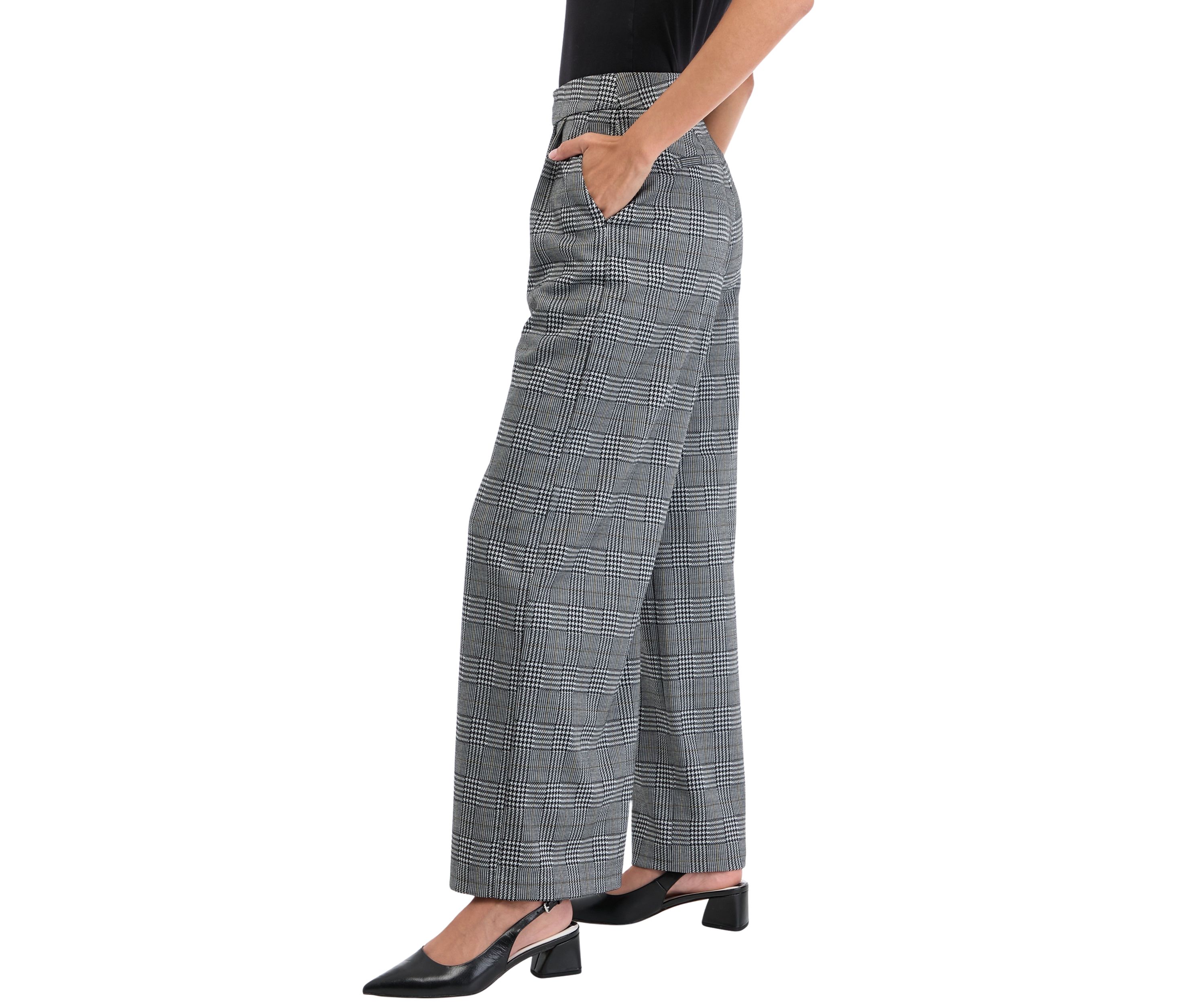 Petite High Rise Pleat Front Wide Leg Pants 
