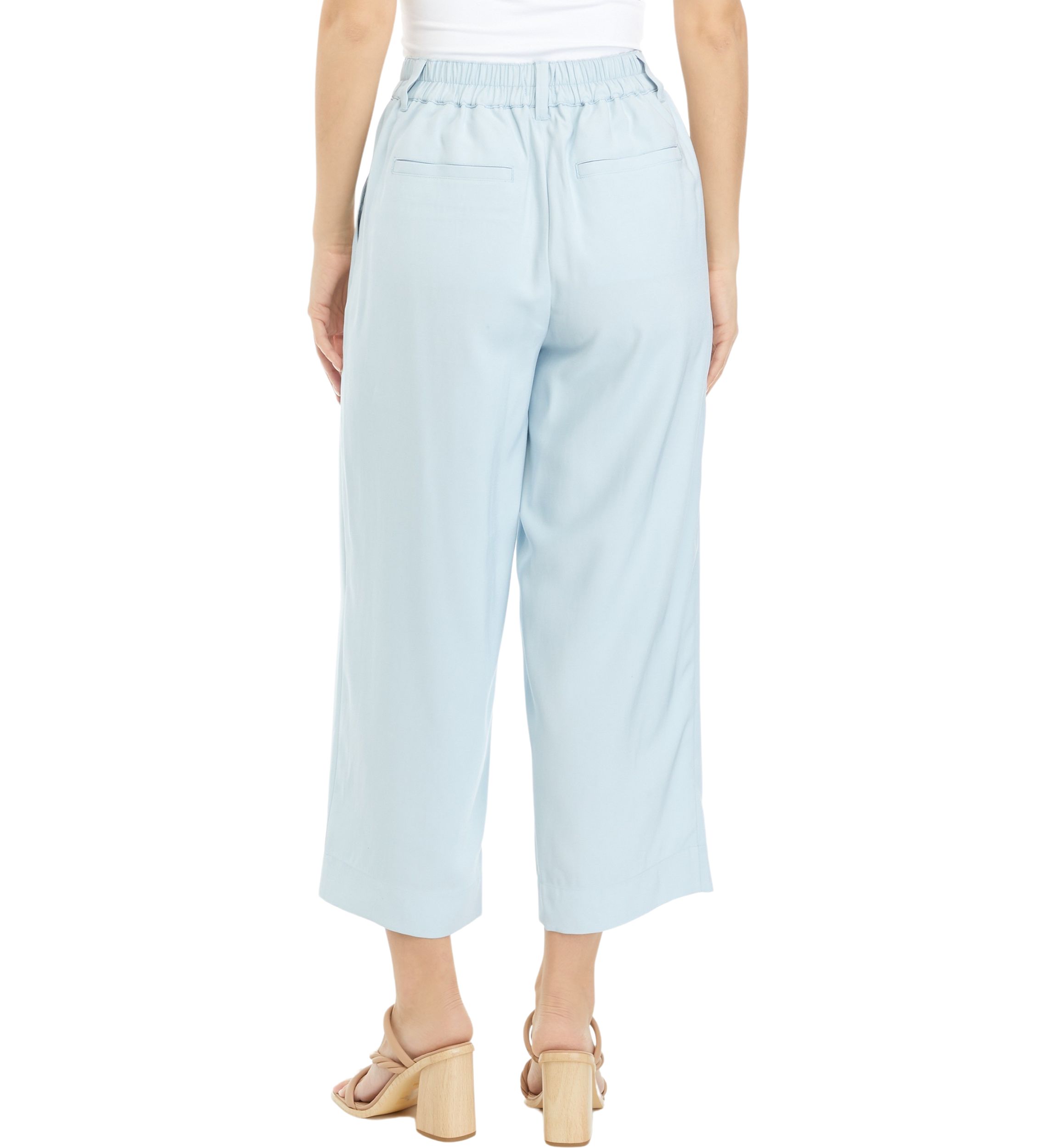 Petite High Rise Pleated Cropped Pants