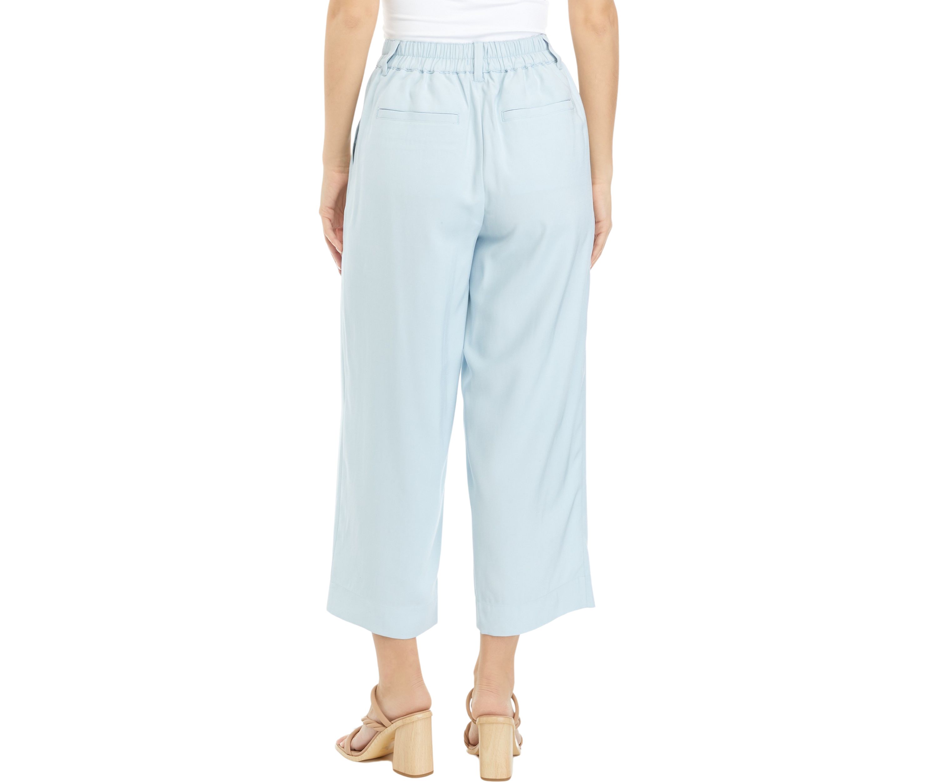 Petite High Rise Pleated Cropped Pants