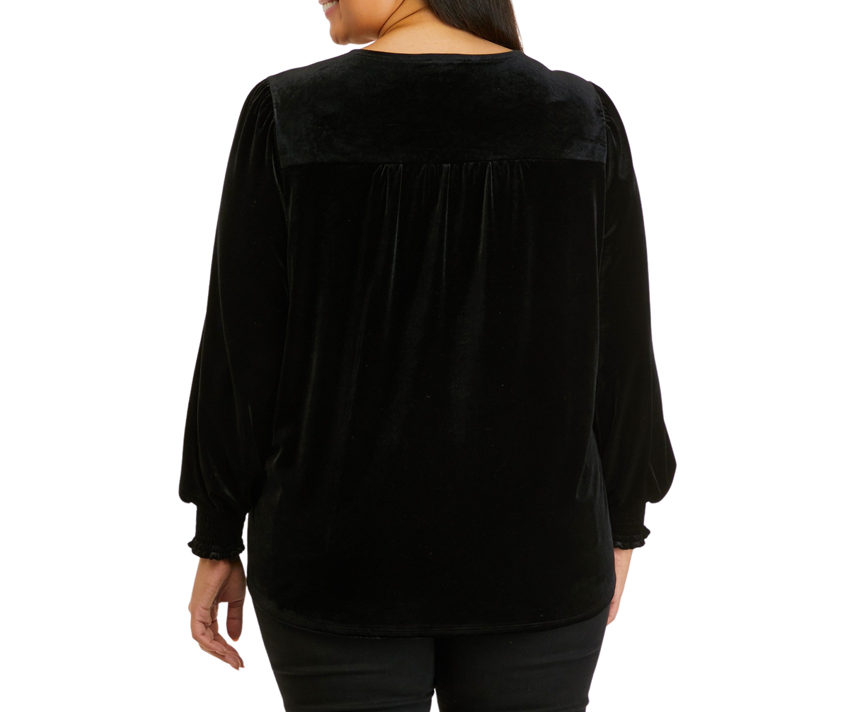 Plus Size Shirred Sleeve Wrap Top