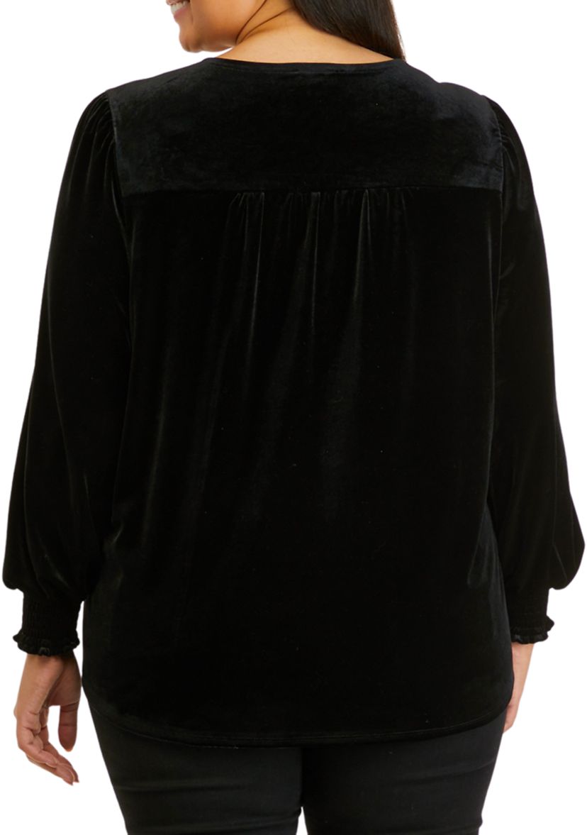Plus Size Shirred Sleeve Wrap Top