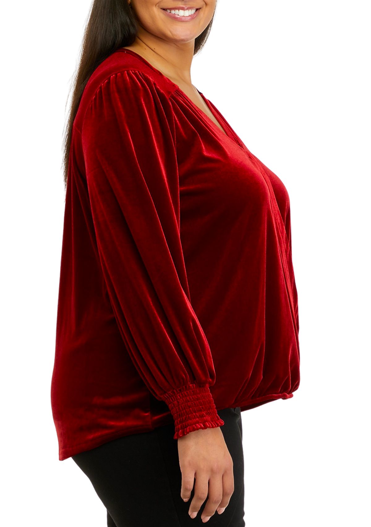 Plus Size Shirred Sleeve Wrap Top