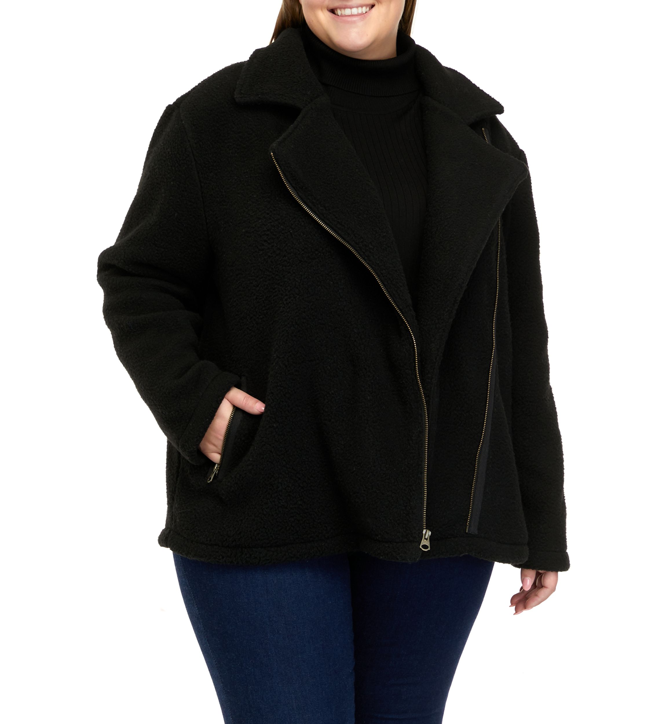 Plus Size Sherpa Moto Jacket