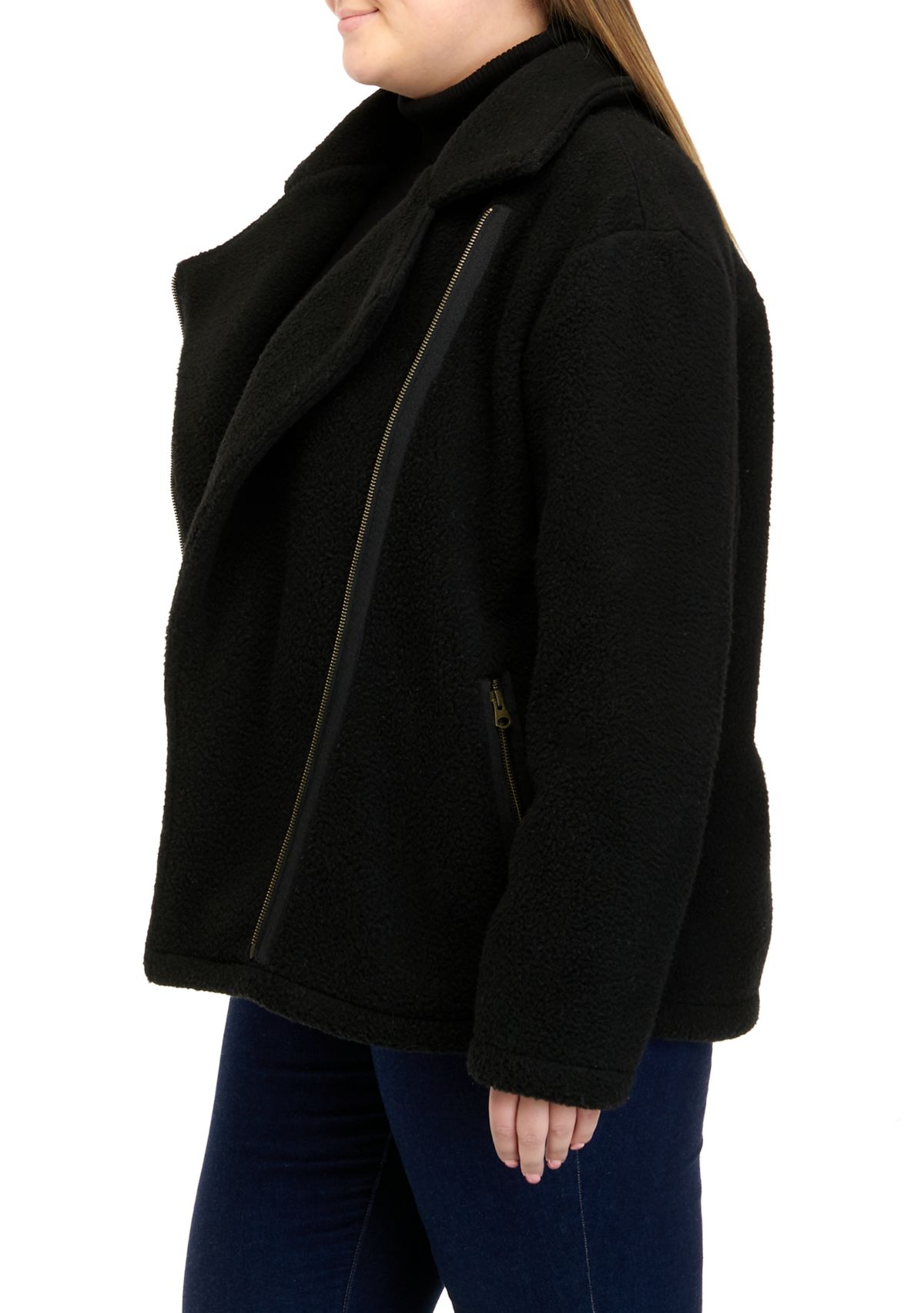 Plus Size Sherpa Moto Jacket