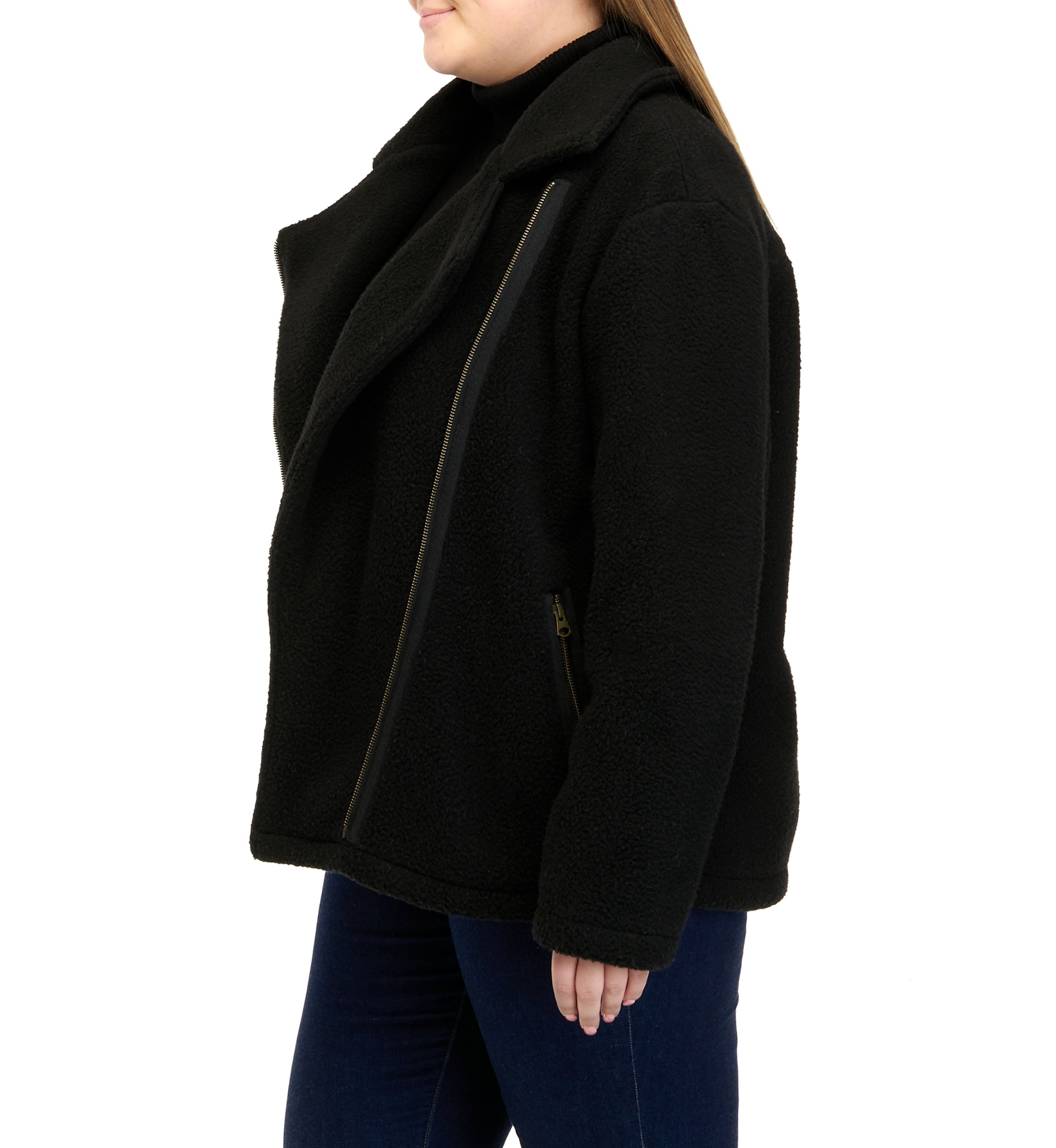 Plus Size Sherpa Moto Jacket