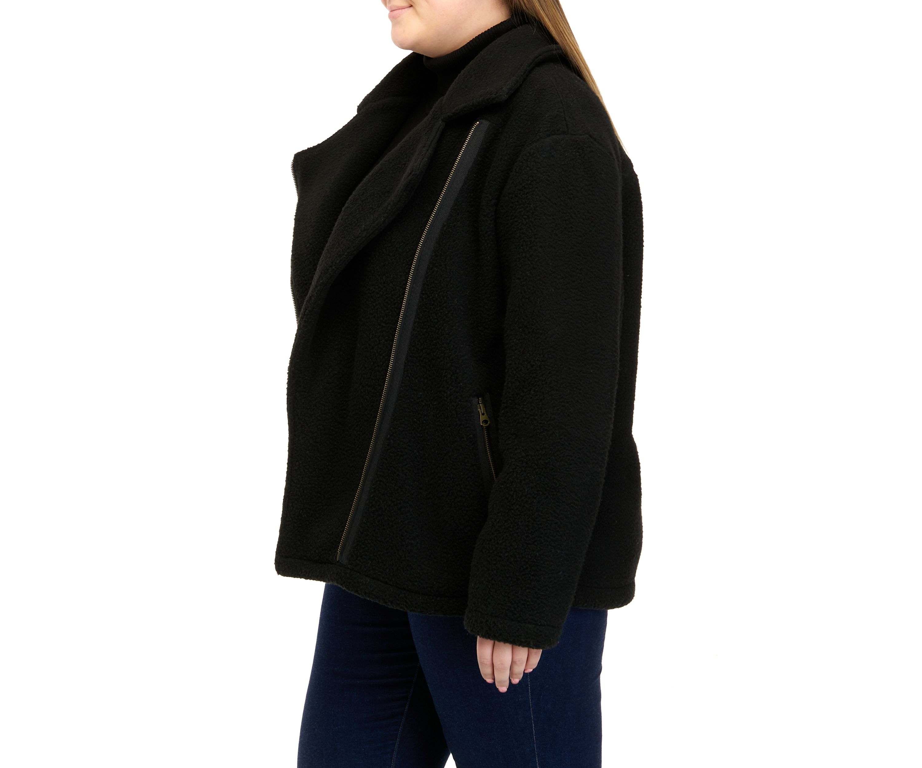 Plus Size Sherpa Moto Jacket