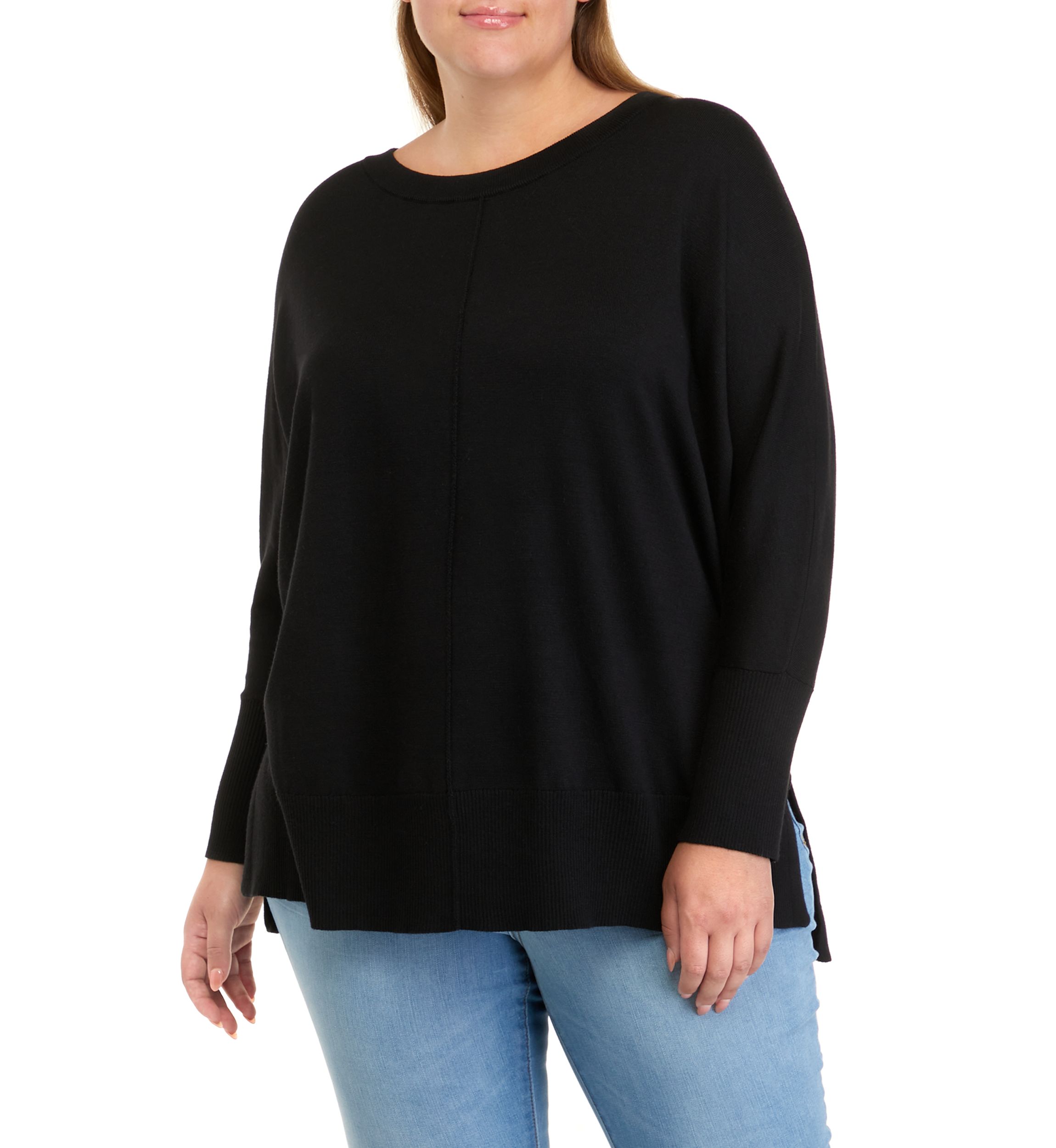 Plus Size Dolman Sleeve Round Neck Sweater